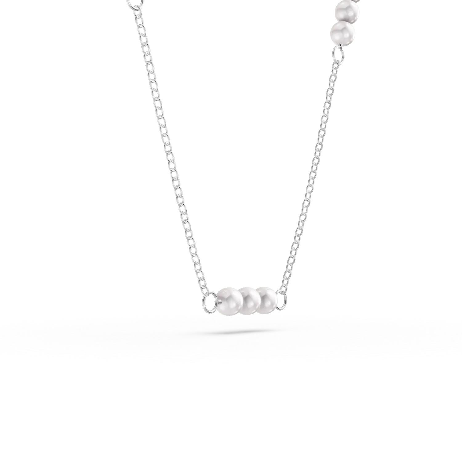 White gold necklace with natural pearls