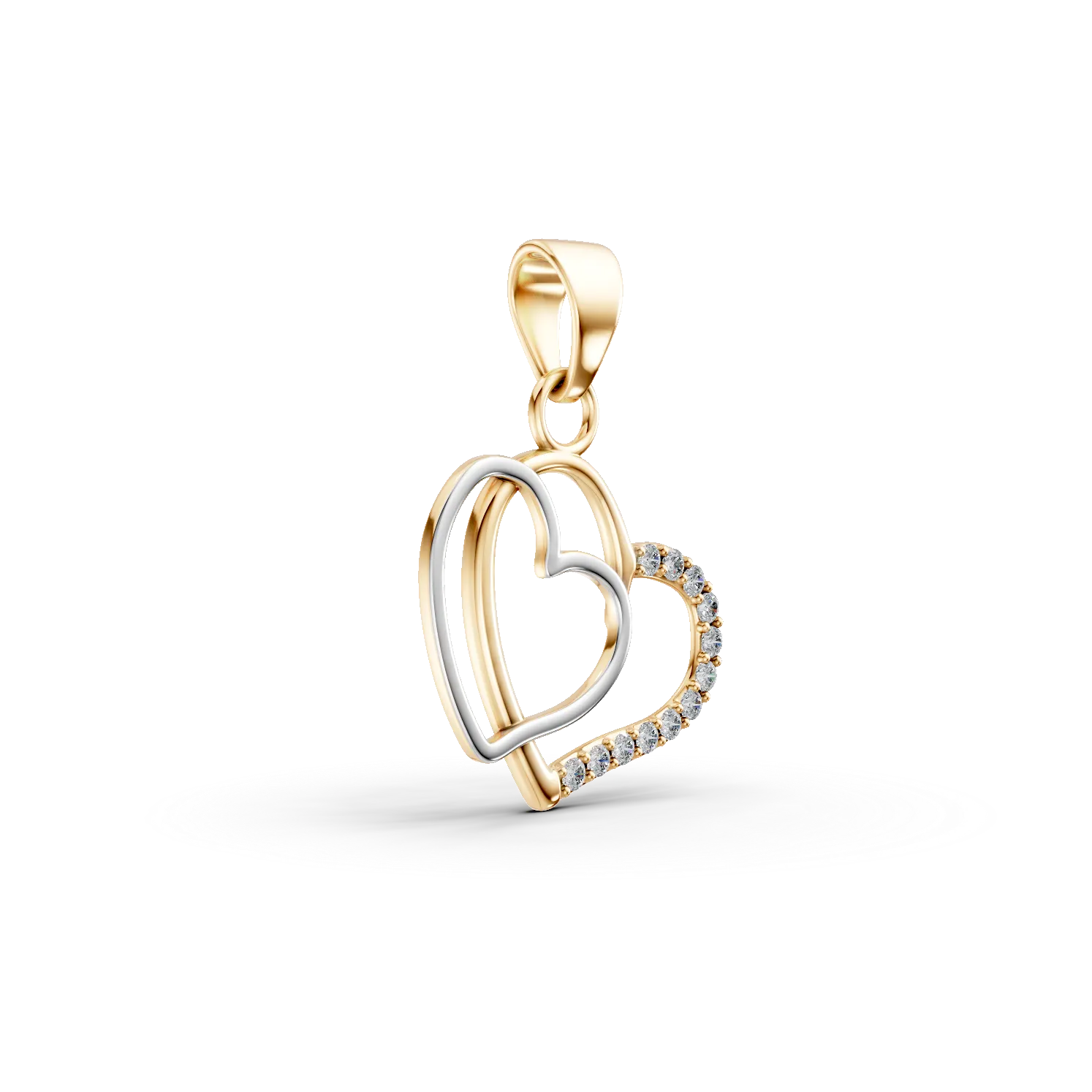 Wisiorek serce z żółtego złota z cyrkonią