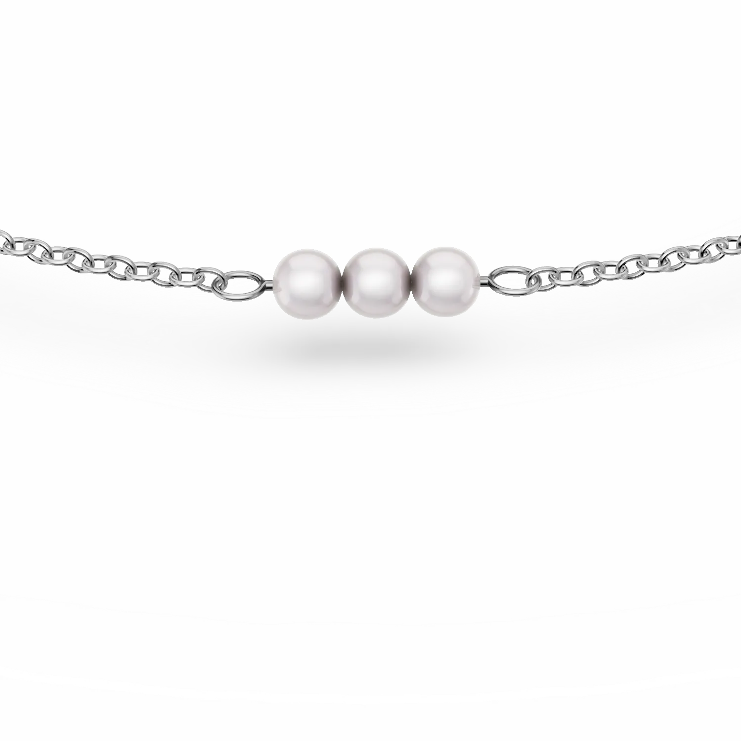 Гривна от бяло злато с естествени перли