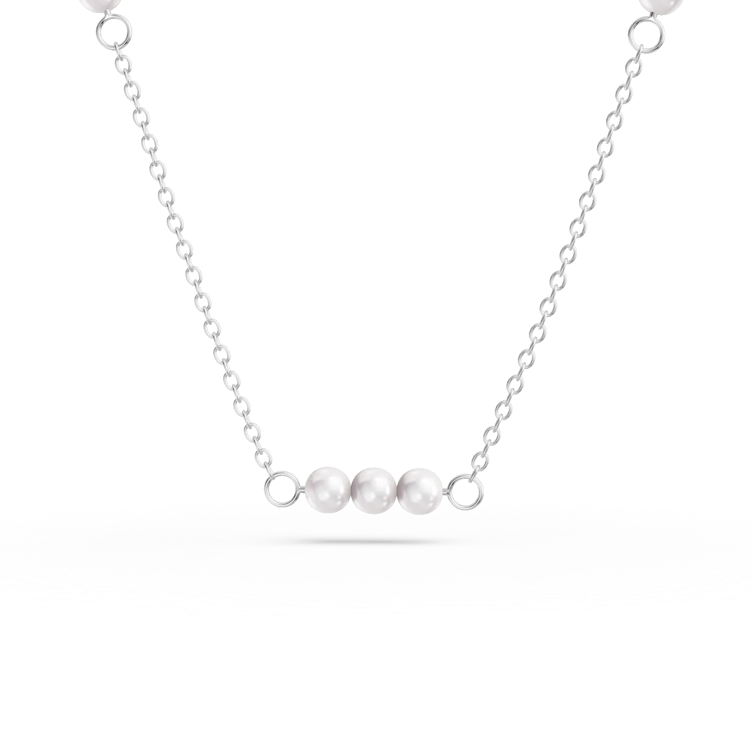 Colier din aur alb cu perle naturale