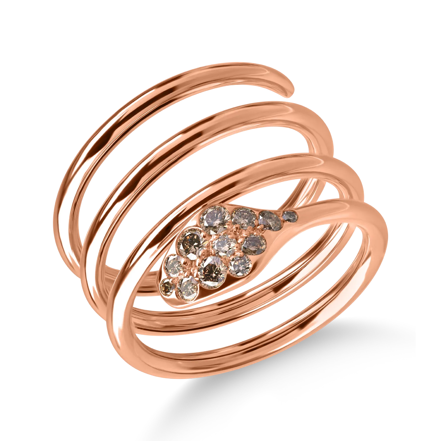 Inel sarpe din aur roz cu diamante maro de 0.3ct