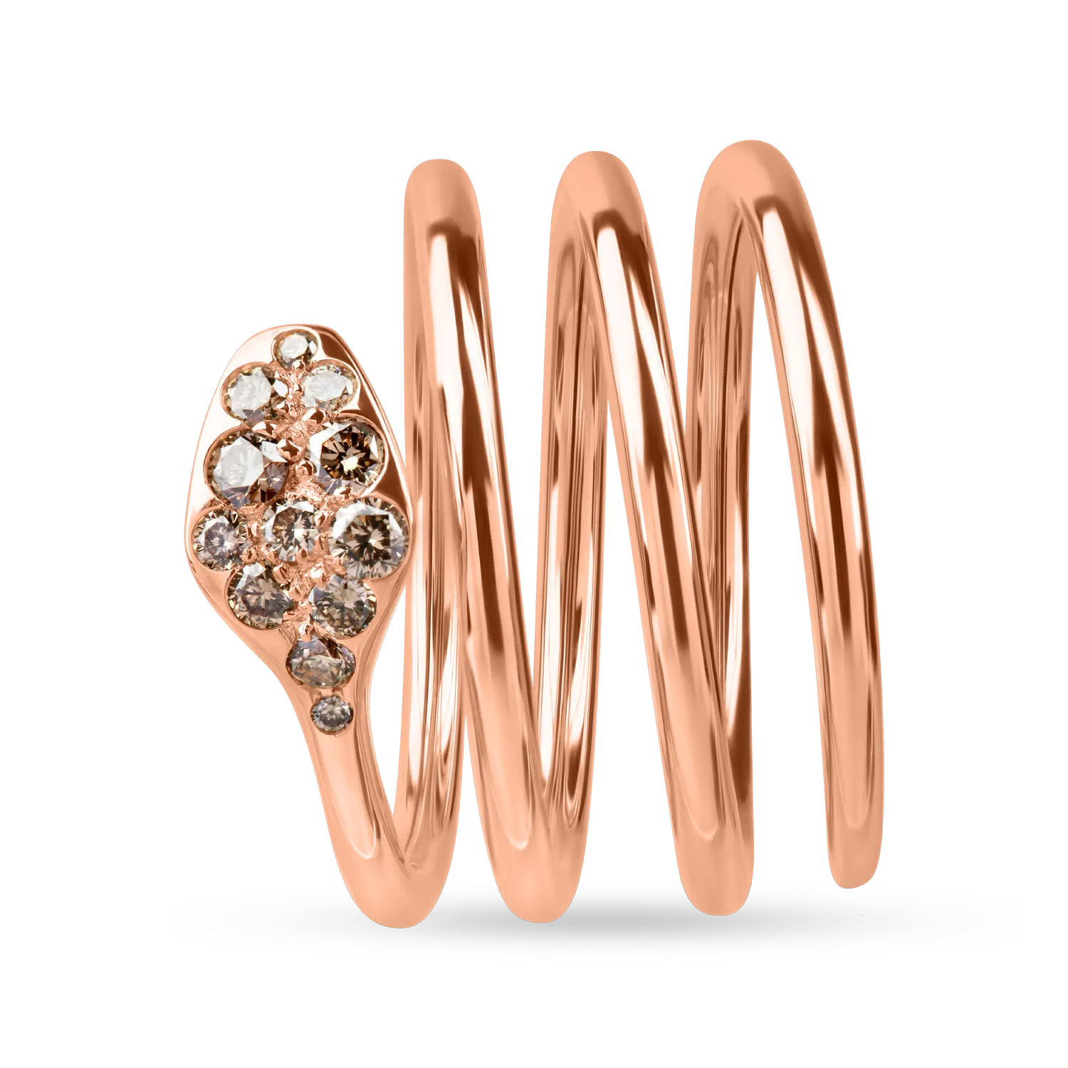 Змийски пръстен от розово злато с диаманти 0.3кт