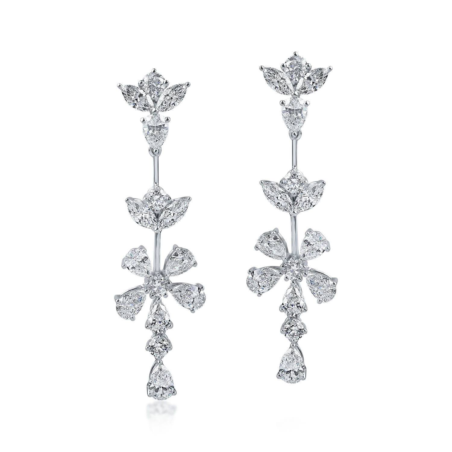 Cercei floare din aur alb cu diamante de 3.7ct - 1 | YEO