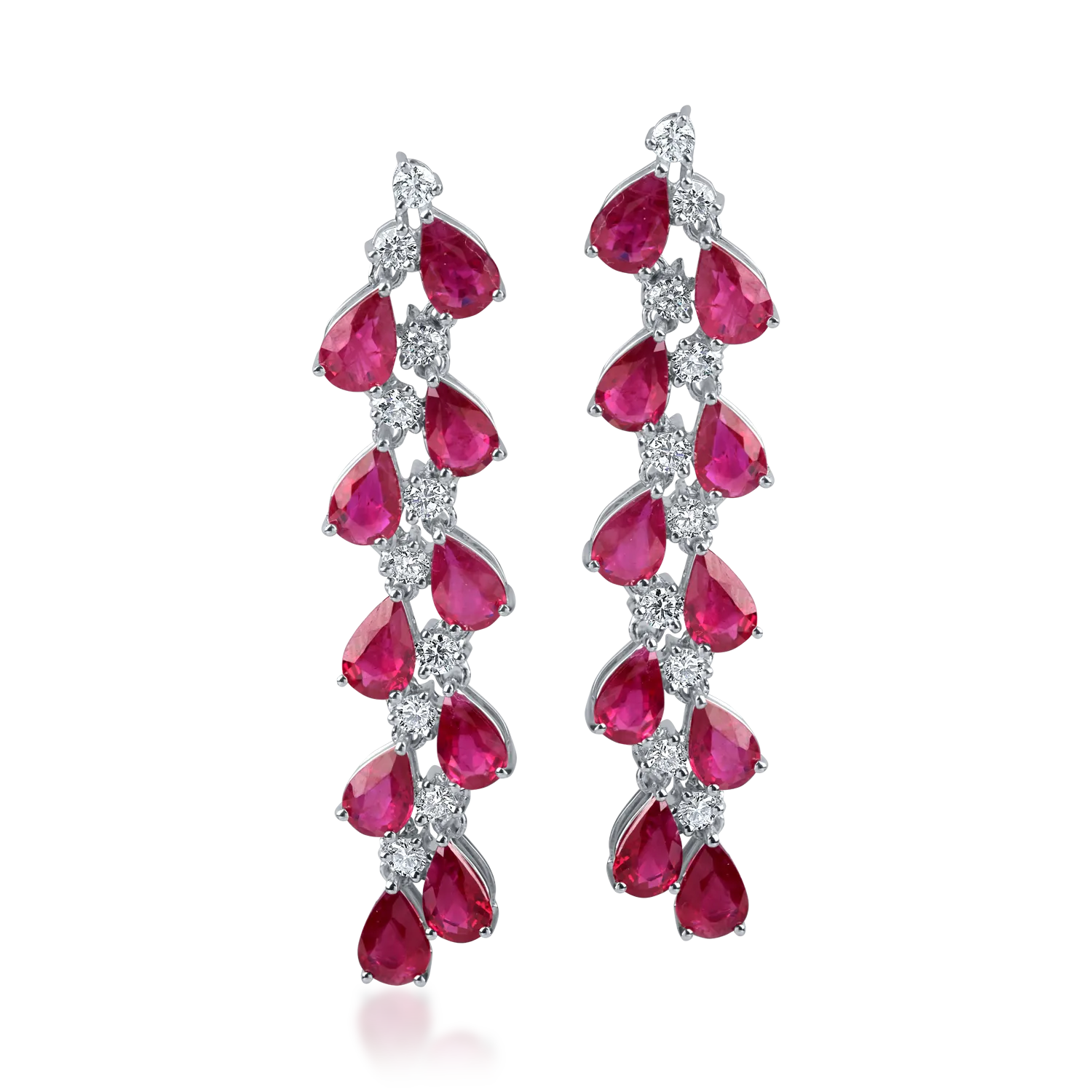 Cercei candelabru din aur alb cu rubine de 7.4ct si diamante de 0.9ct-188648