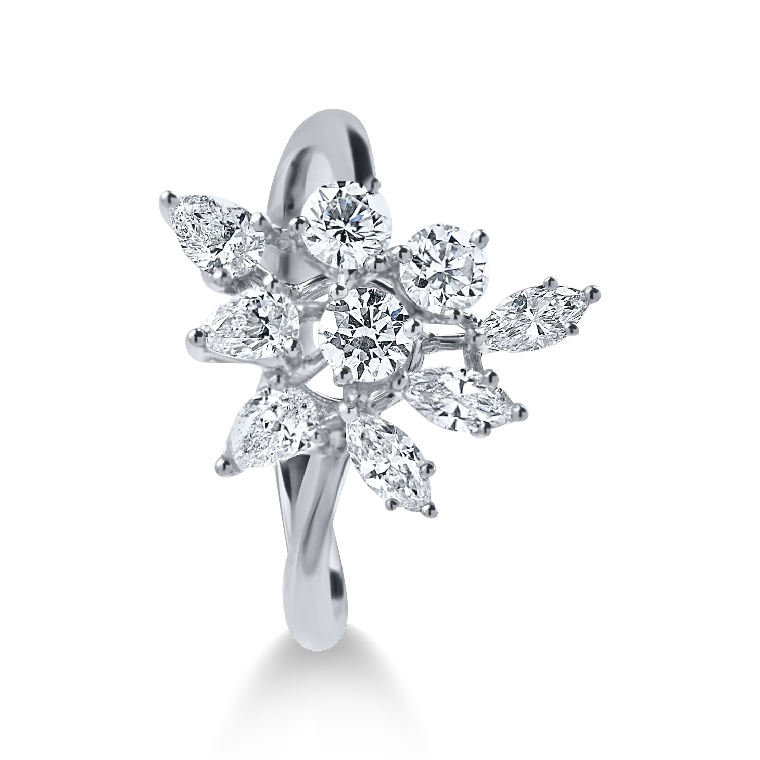 Inel geometric din aur alb cu diamante de 0.9ct
