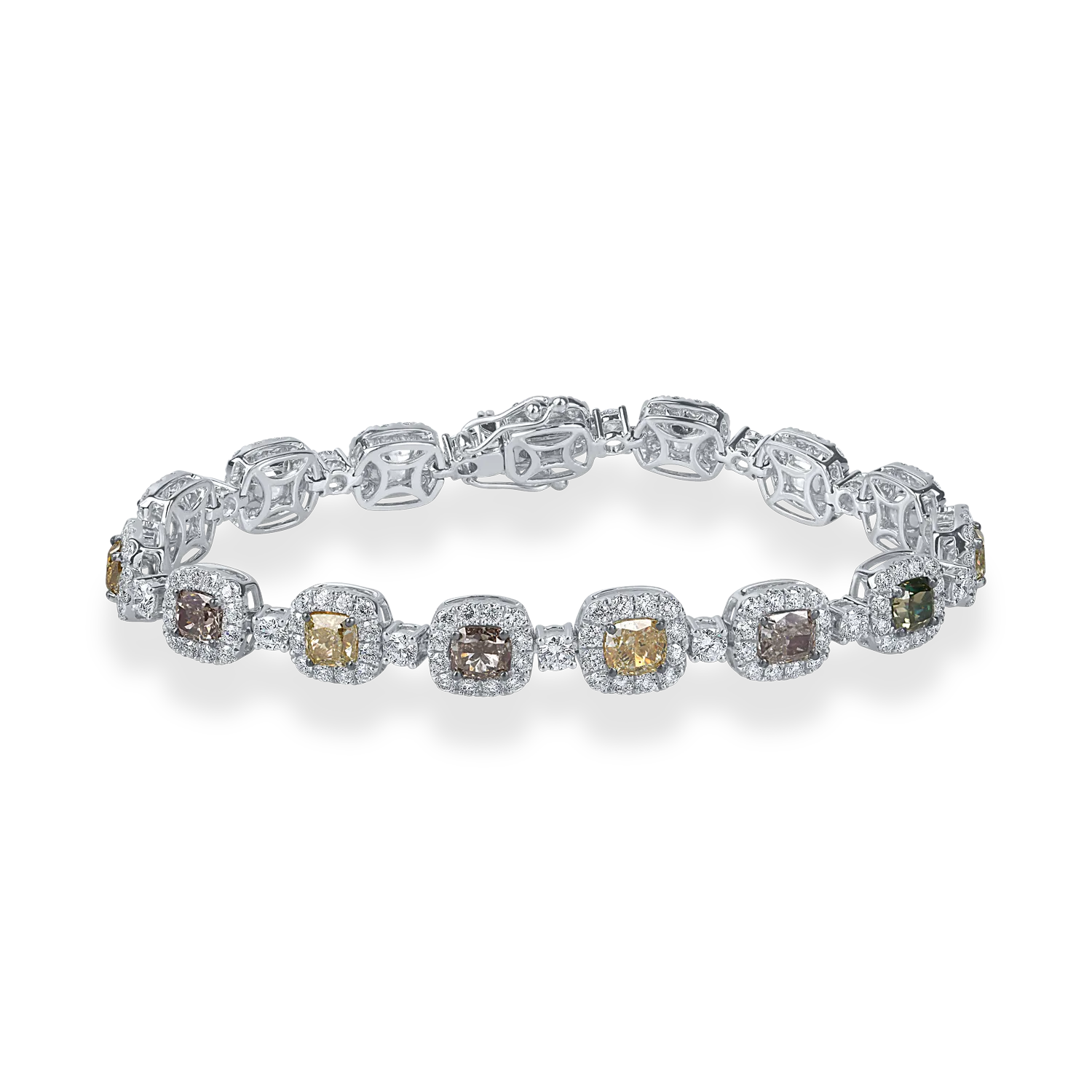 Bratara din aur alb cu diamante multicolore si incolore de 10.9ct
