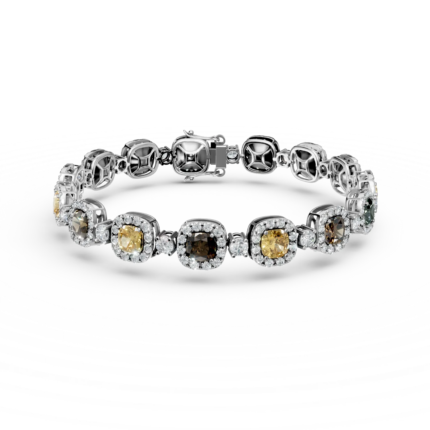 Bratara din aur alb cu diamante multicolore ovale si rotunde de 10.9ct