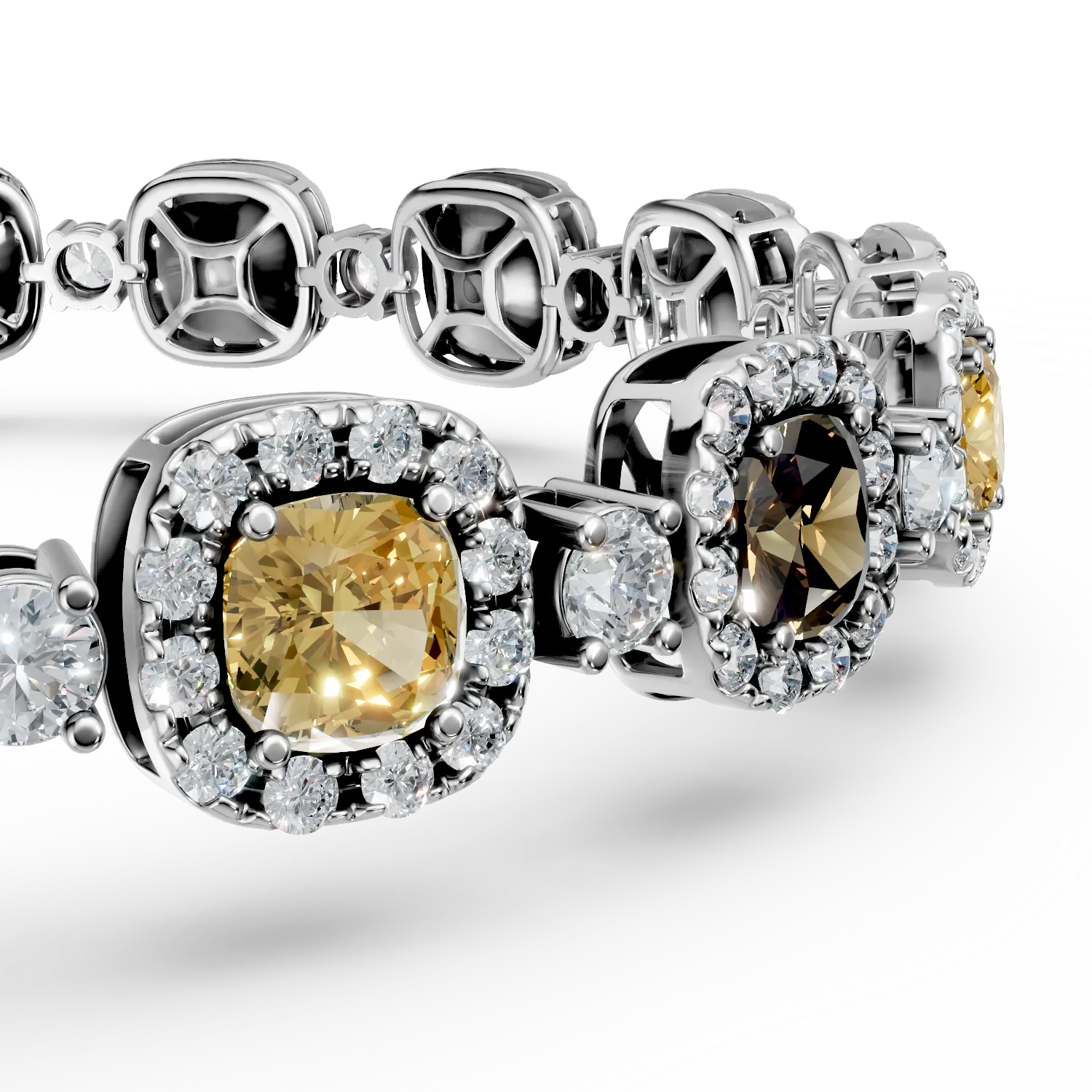 Fehérarany karkötő 10.9ct. többszínű és átlátszó gyémántokkal