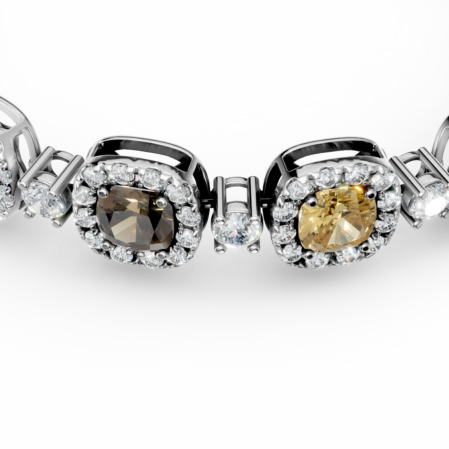 Fehérarany karkötő 10.9ct. többszínű és átlátszó gyémántokkal