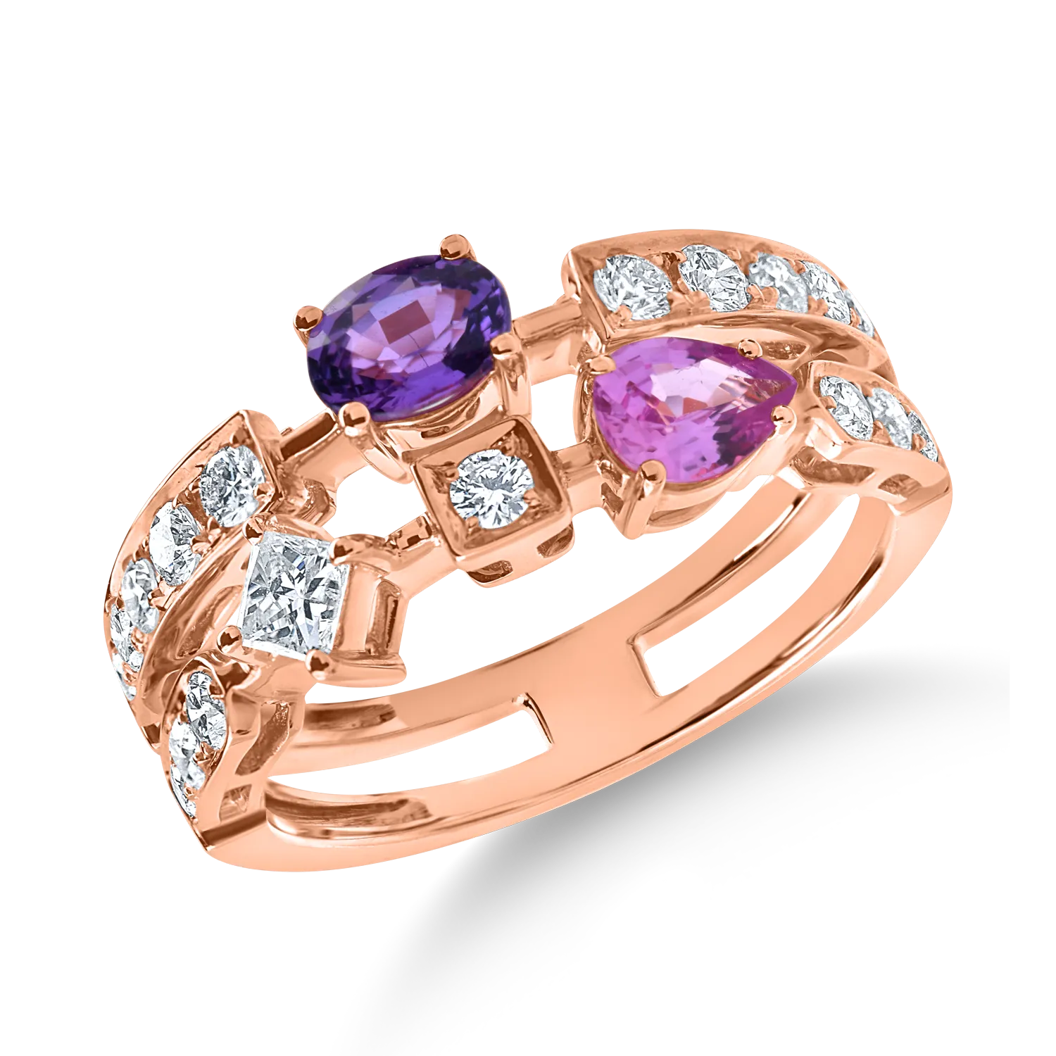 Inel din aur roz cu safire si diamante de 1.4ct-188697