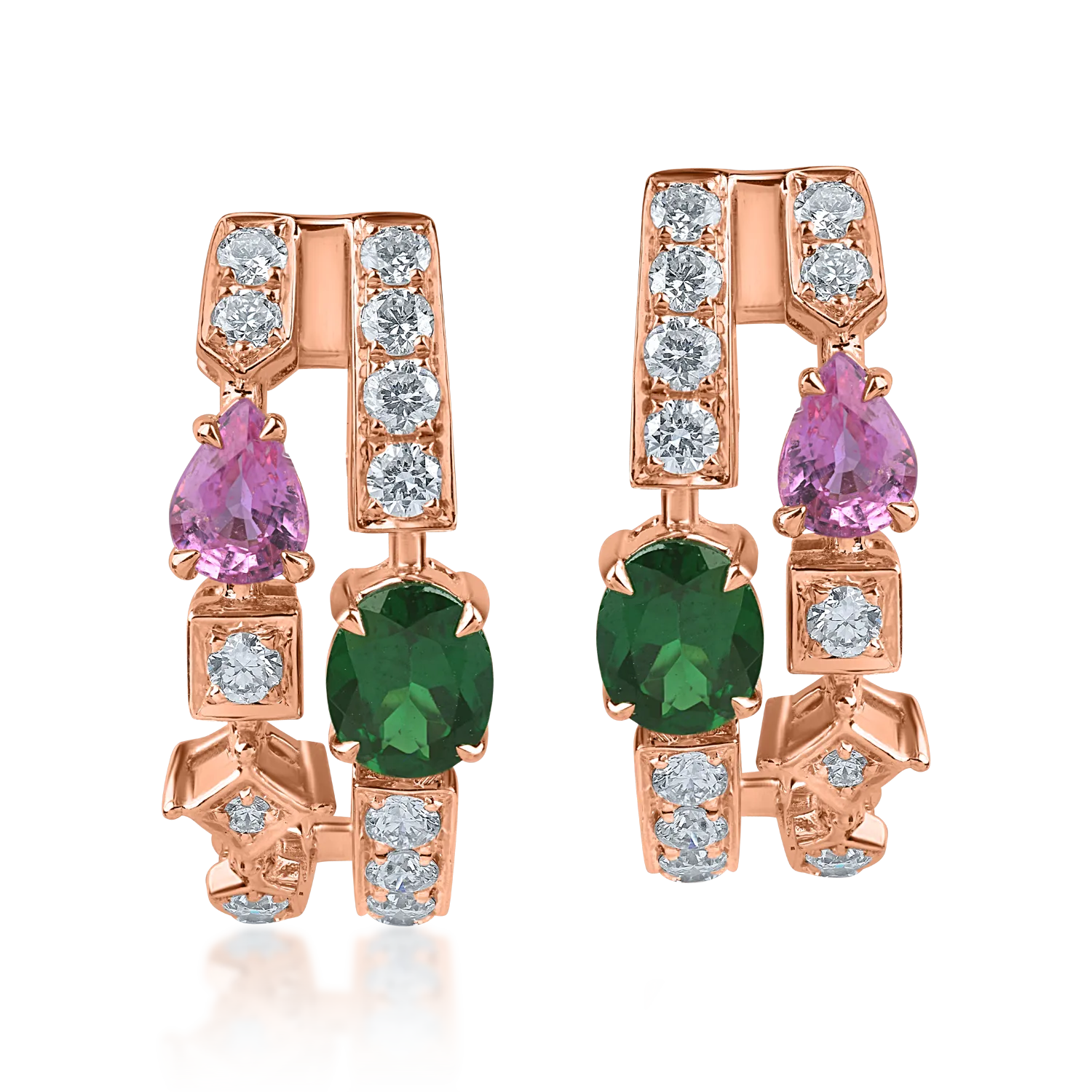Cercei din aur alb-roz cu pietre pretioase si semipretioase de 2.7ct - 1 | YEO