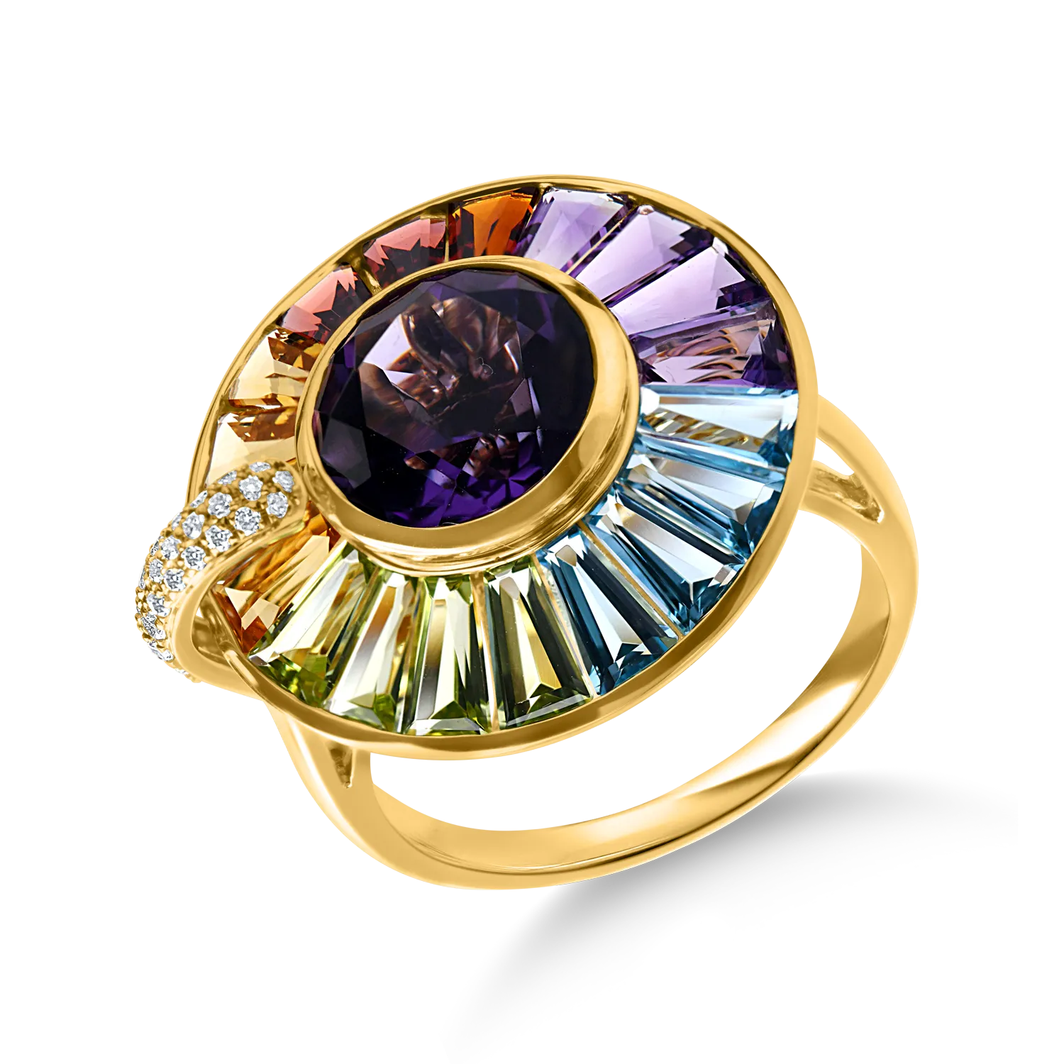 Inel geometric din aur galben cu pietre pretioase si semipretioase de 7.1ct-188742