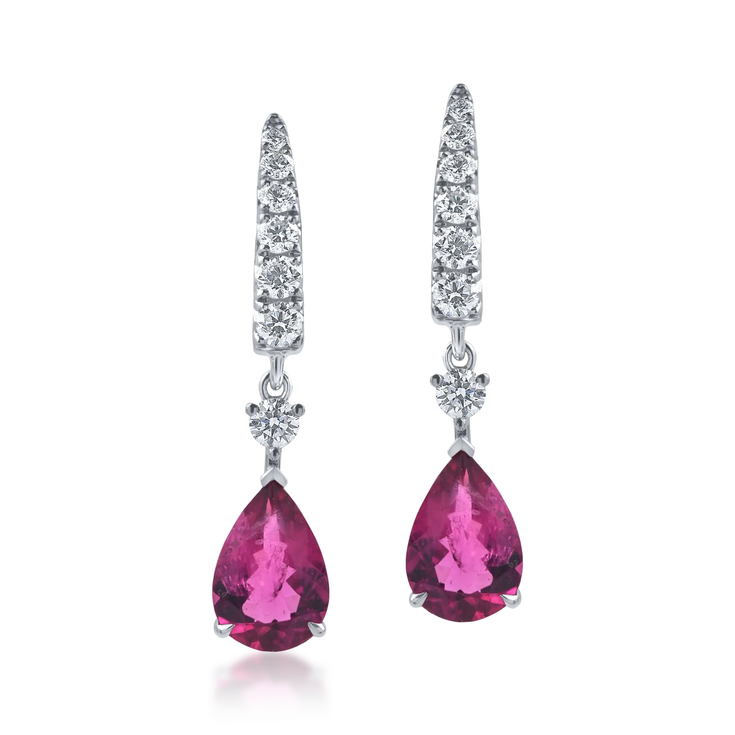 Teilor Cercei geometrici din aur alb cu rubelite pear si diamante de 2.8ct