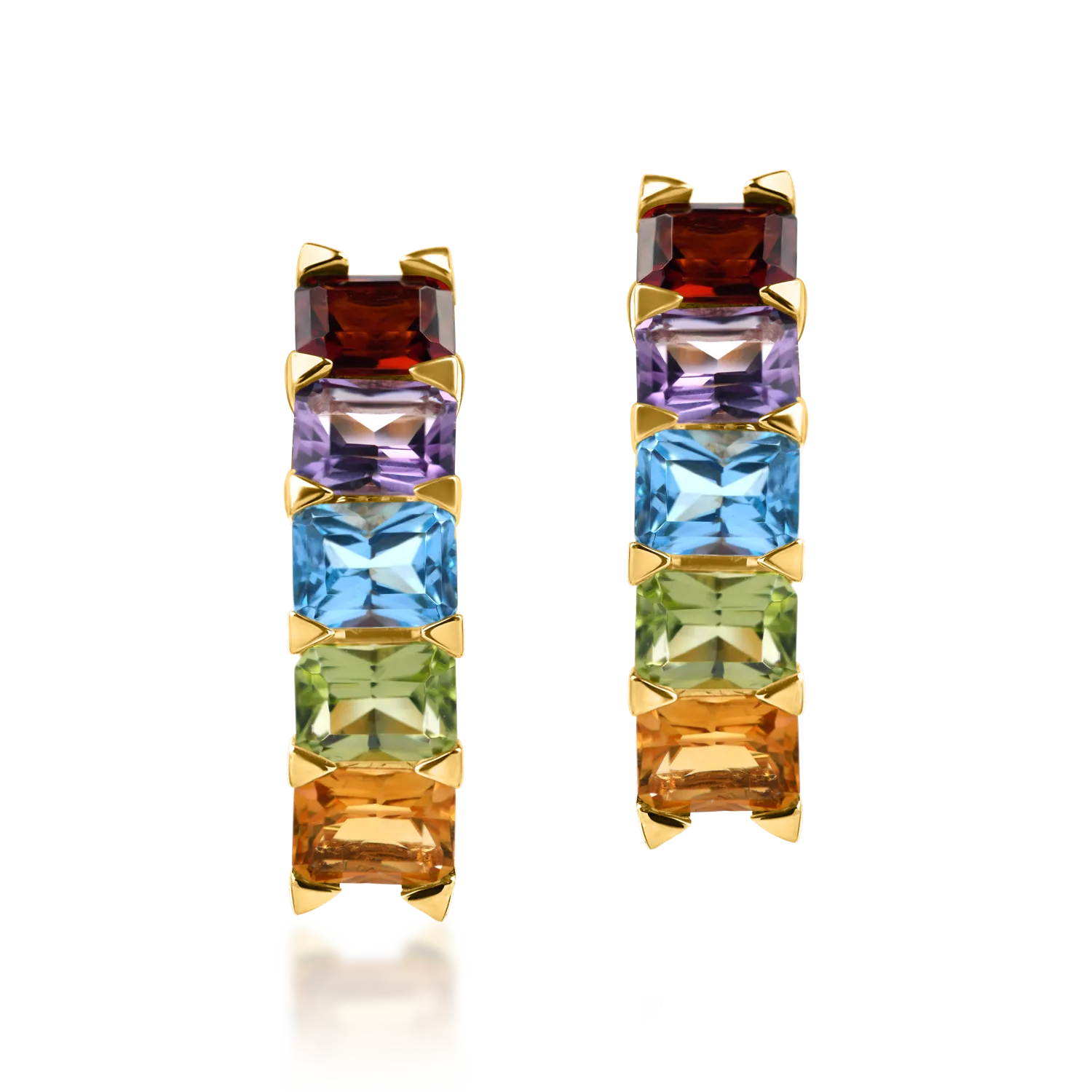 Żółte złote kolczyki na ucho z półszlachetnymi kamieniami o masie 2.4ct