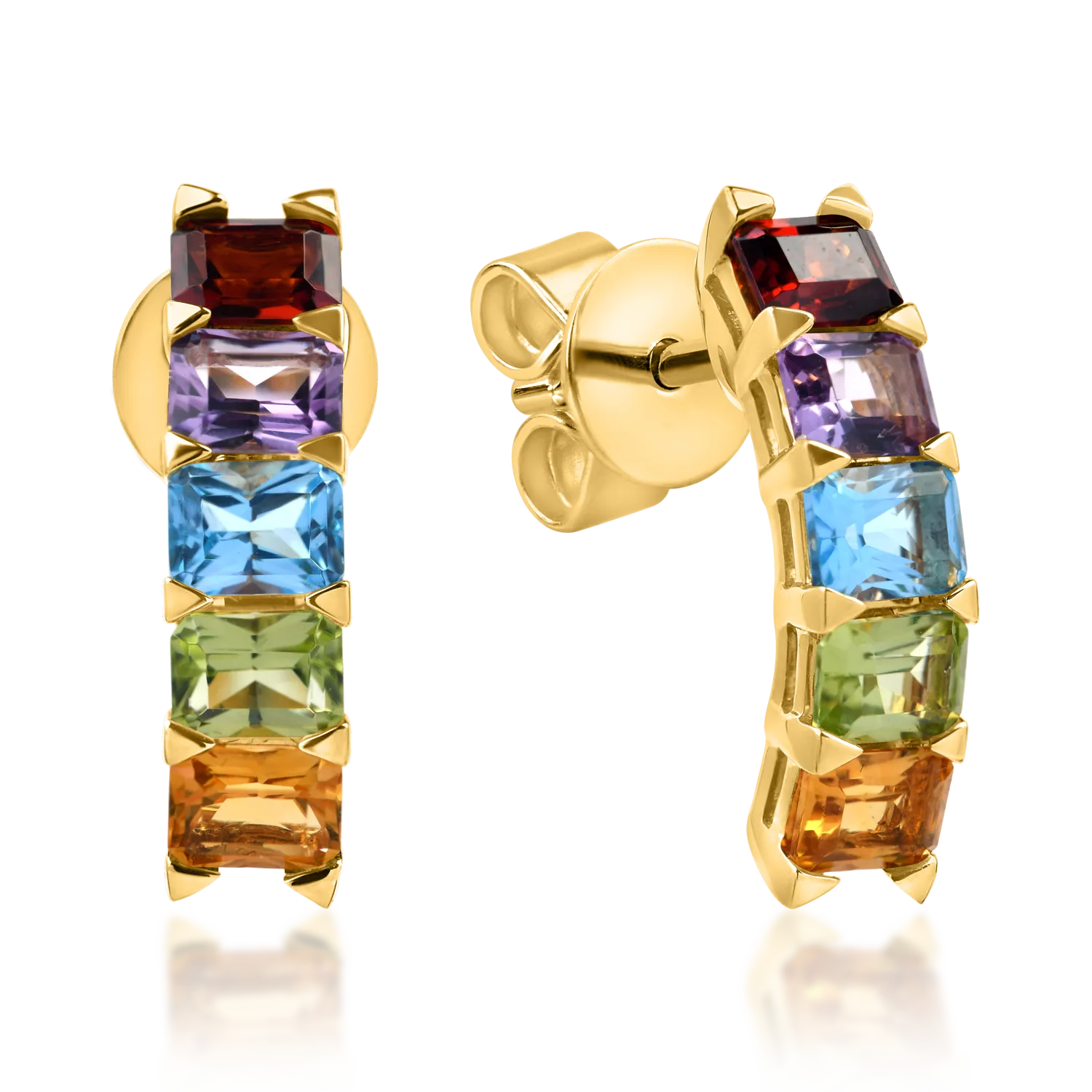 Cercei on ear din aur galben cu pietre semipretioase de 2.4ct