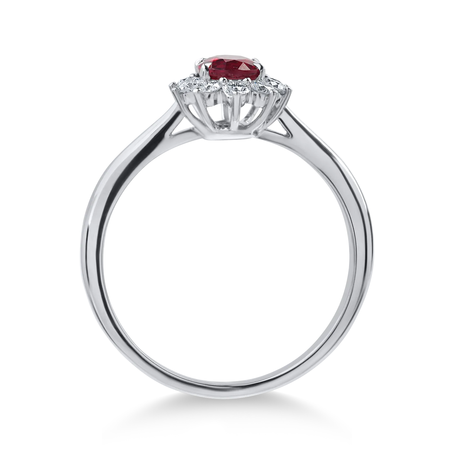 Inel din aur alb cu rubin si diamante de 0.7ct