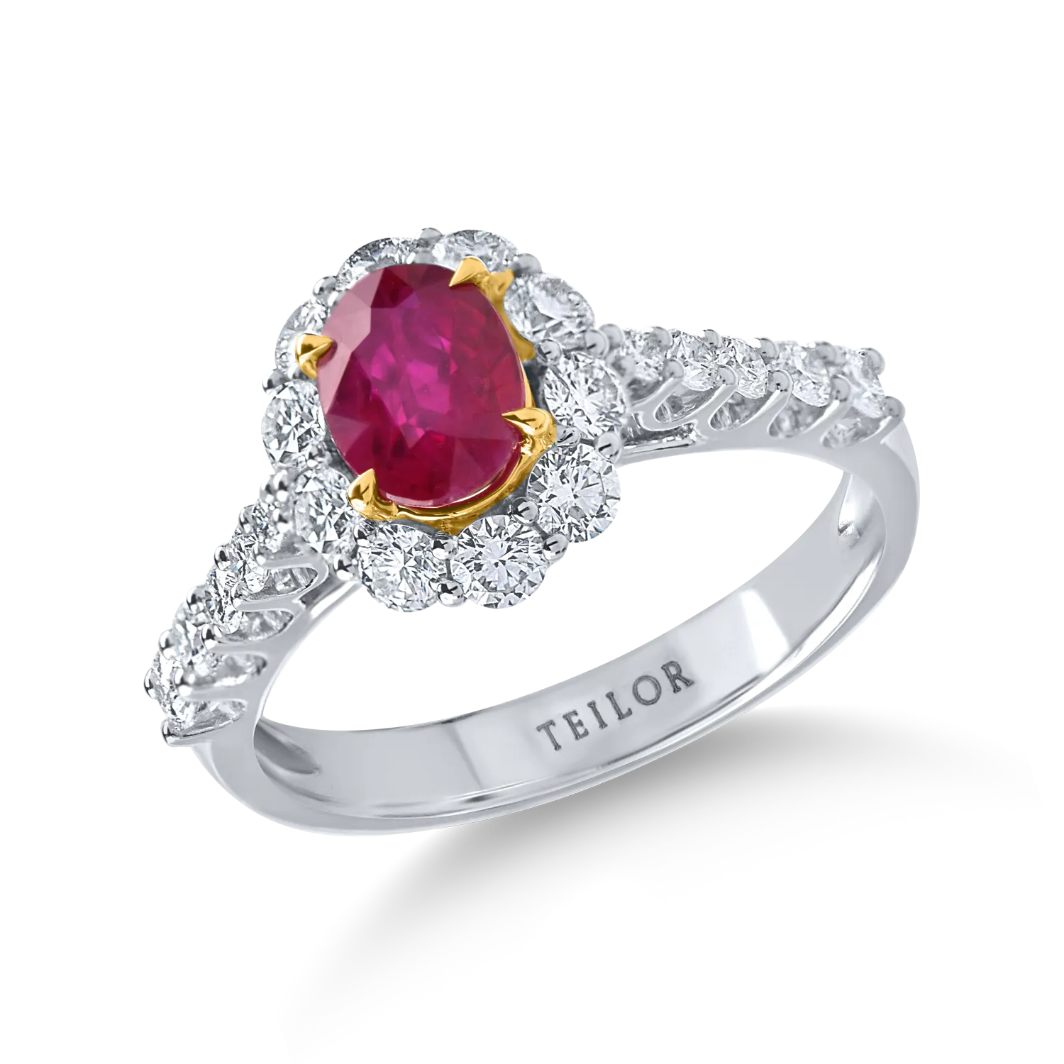 Inel geometric cu un rubin si diamante de 1.8ct