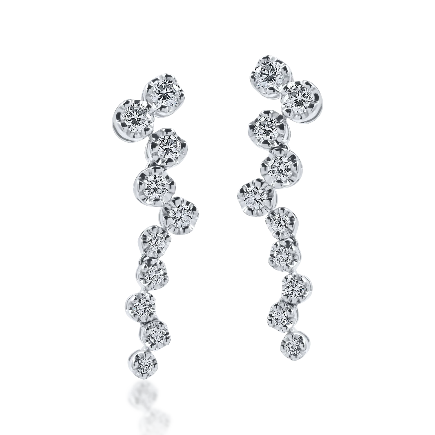 Cercei lungi din aur alb cu diamante de 1.09ct - 1 | YEO