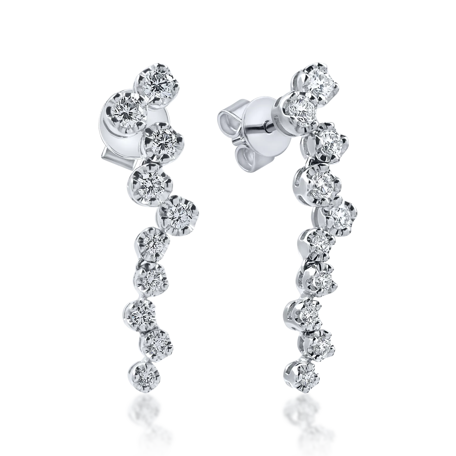 Cercei lungi din aur alb cu diamante de 1.09ct