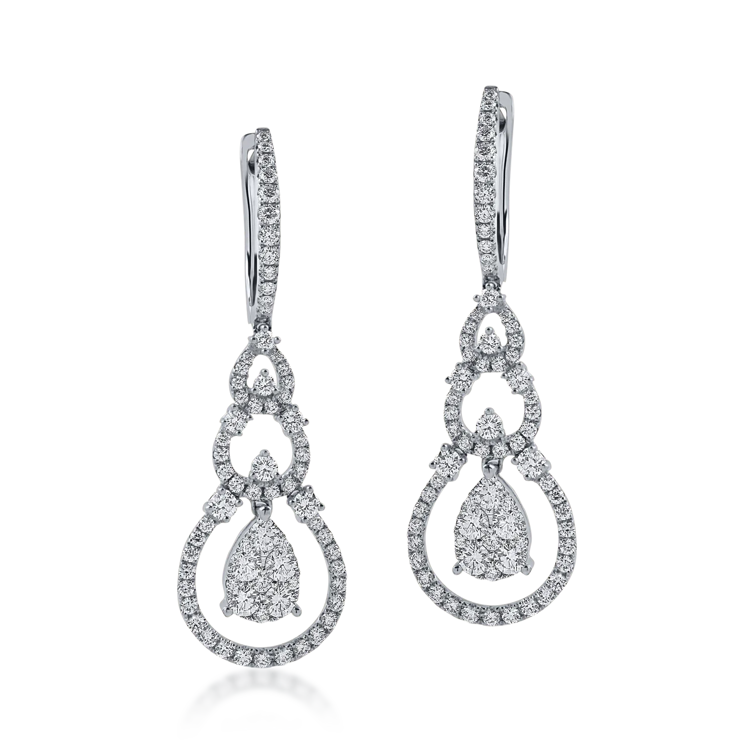 Cercei lungi din aur alb cu diamante de 1.8ct - 1 | YEO