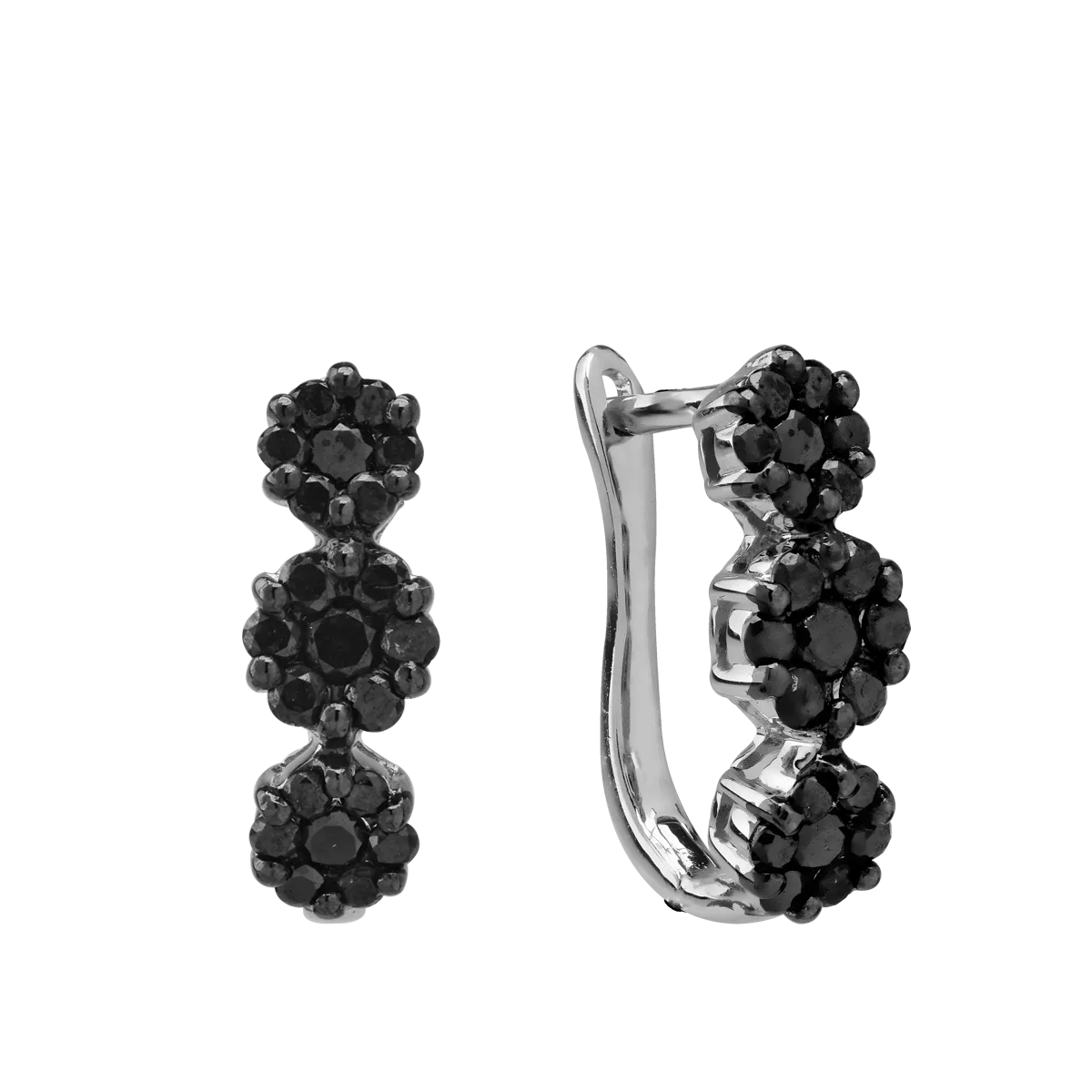 Cercei din aur alb cu diamante negre de 0.93ct