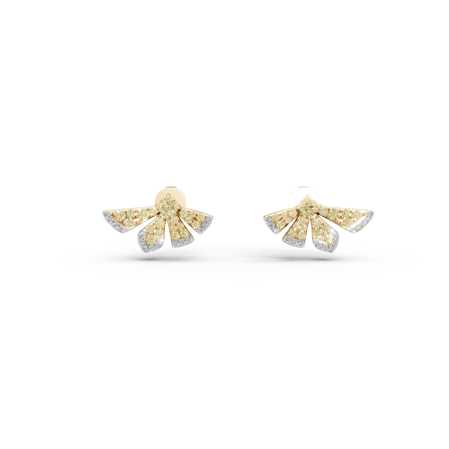 Yellow gold floral earrings with 0.83ct yellow diamonds and 0.11ct diamonds-188956