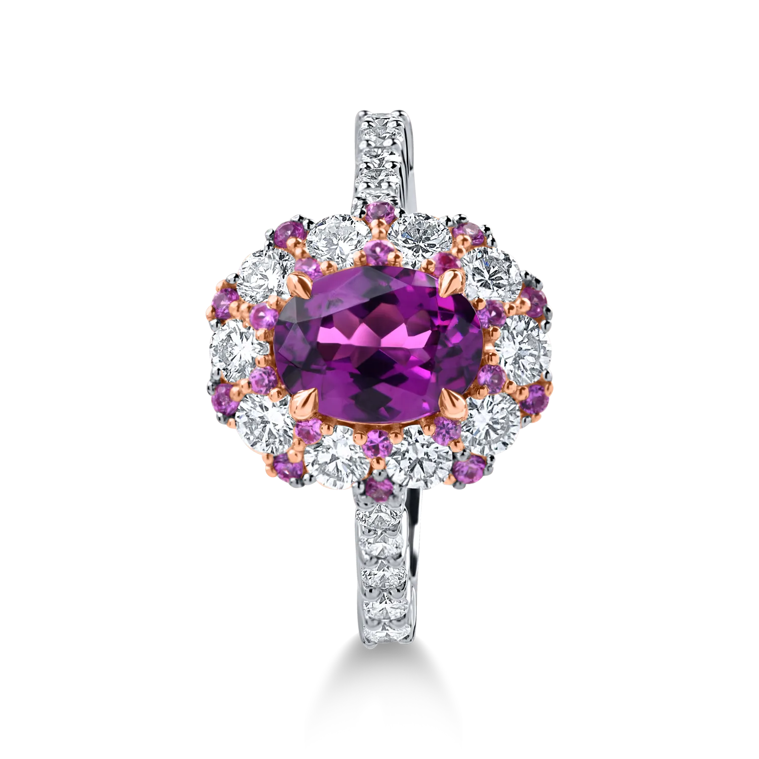 Inel din aur alb cu granat si diamante de 2.7ct