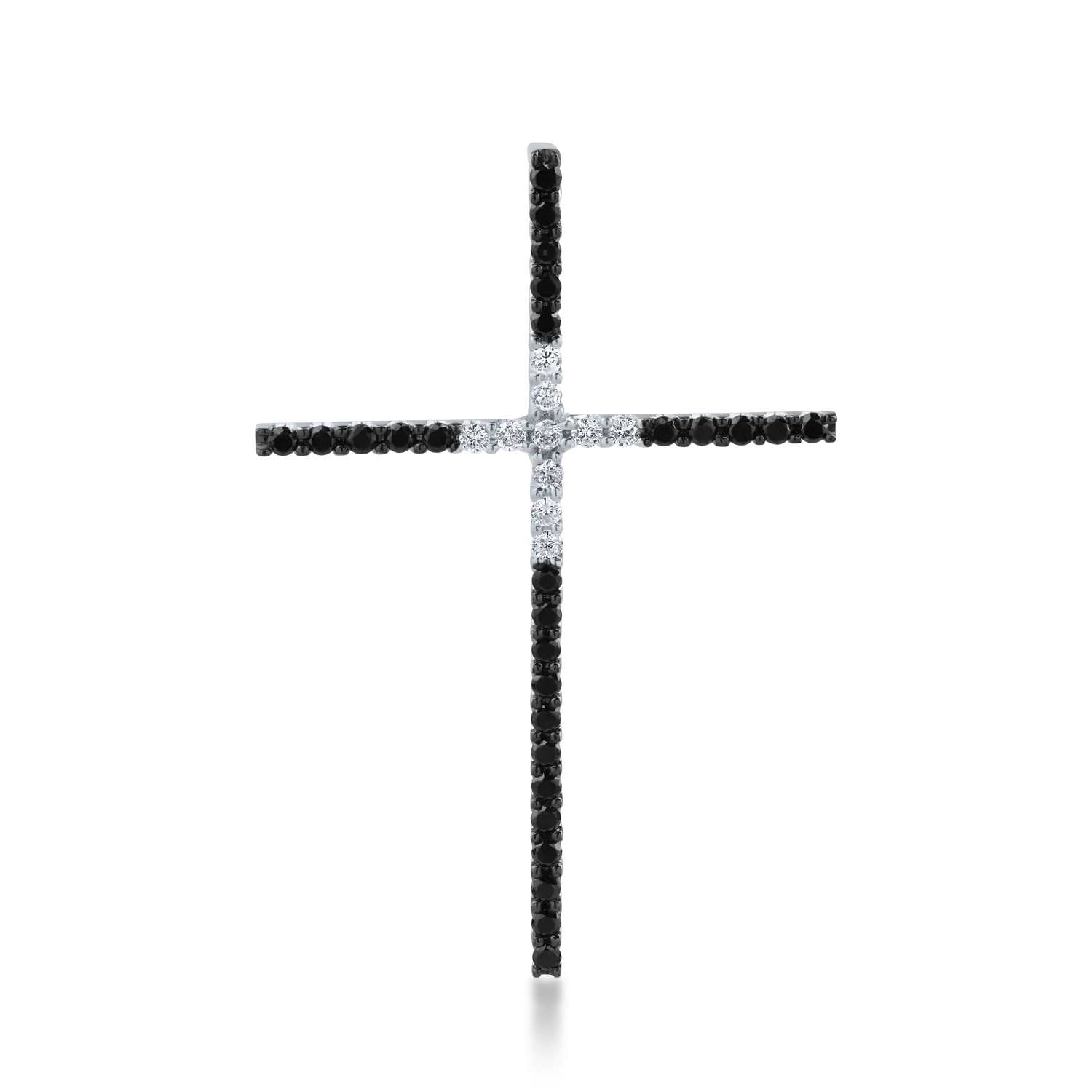 Pandantiv cruce din aur alb-negru cu diamante negre si incolore de 0.5ct-188960