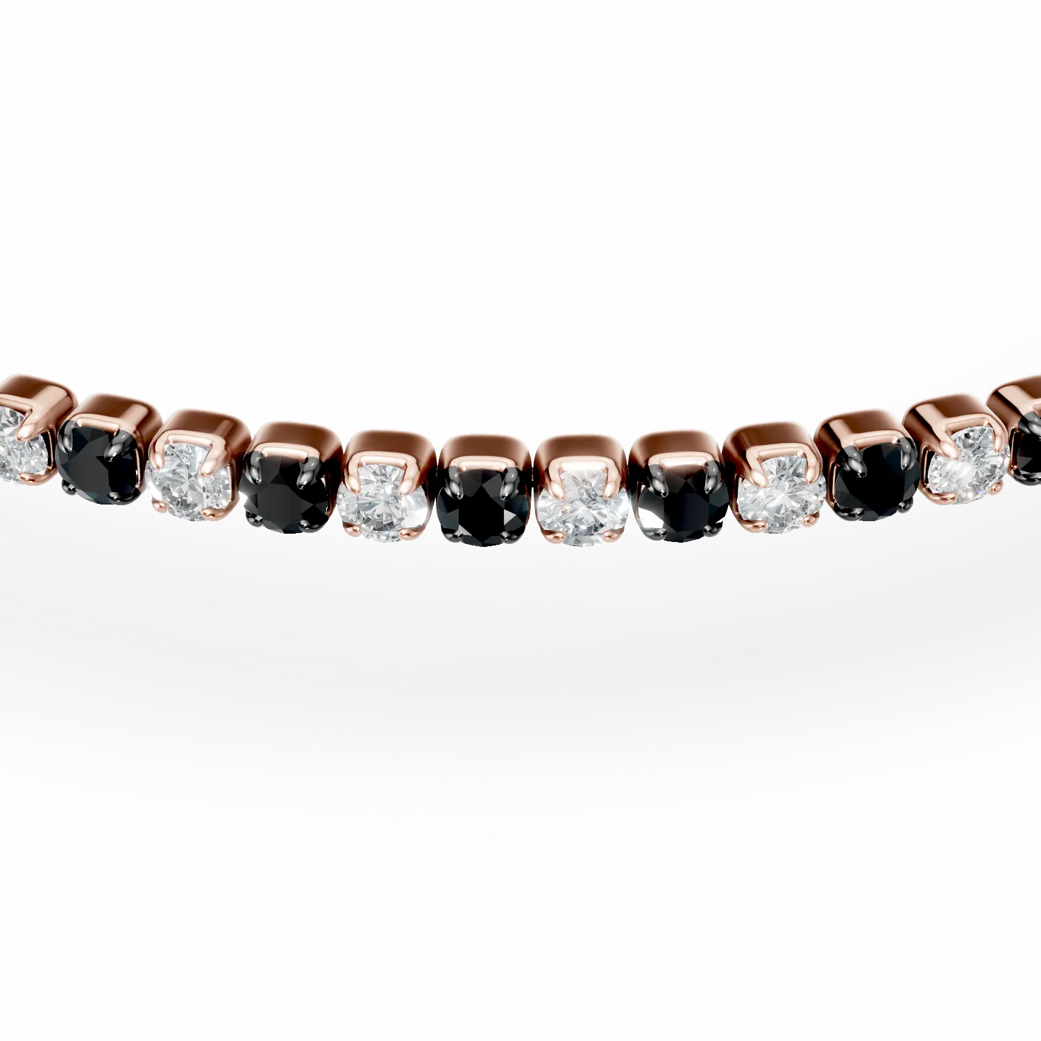 Bratara tennis din aur roz cu diamante negre si incolore de 1.1ct