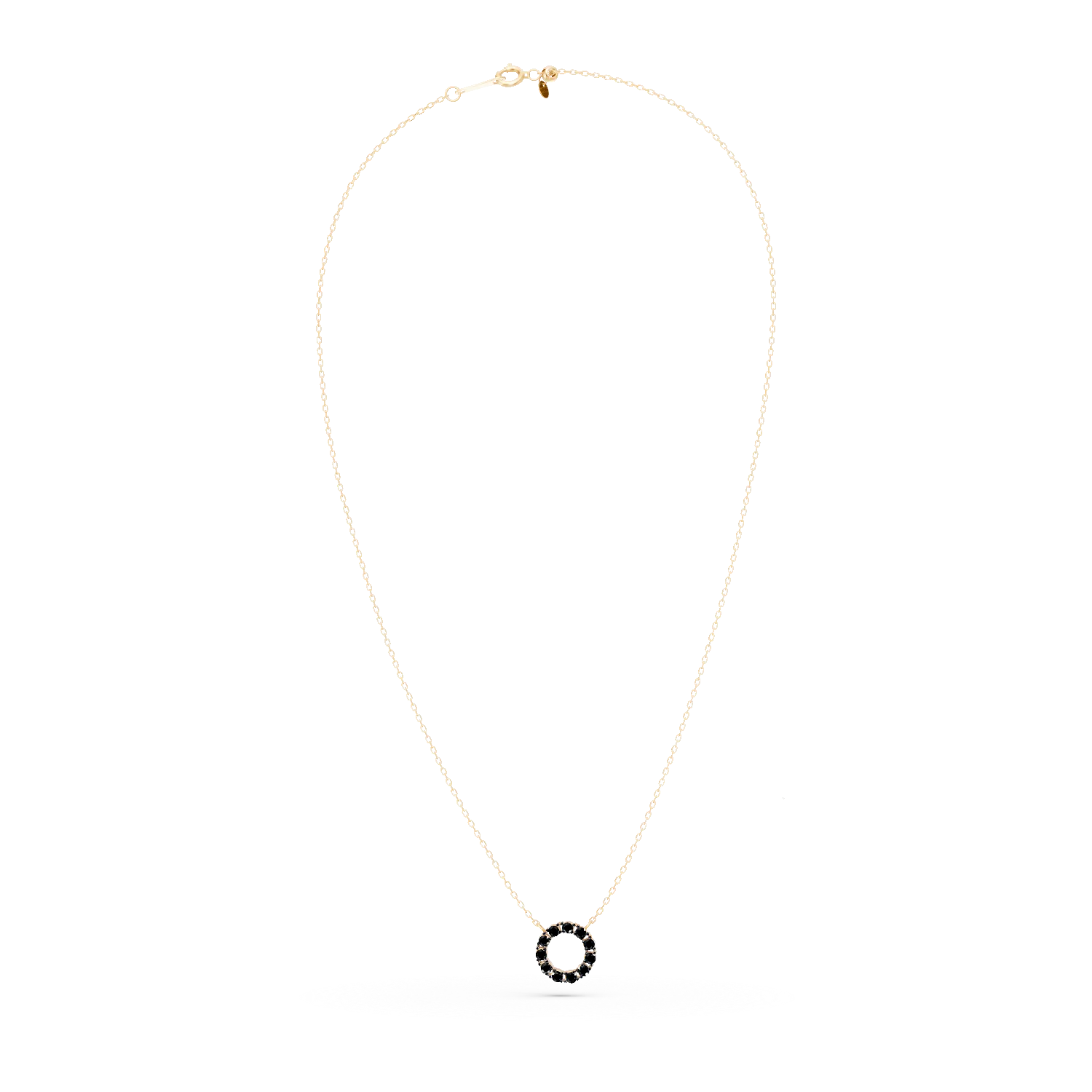 Lant cu pandantiv din aur galben cu diamante negre de 0.1ct
