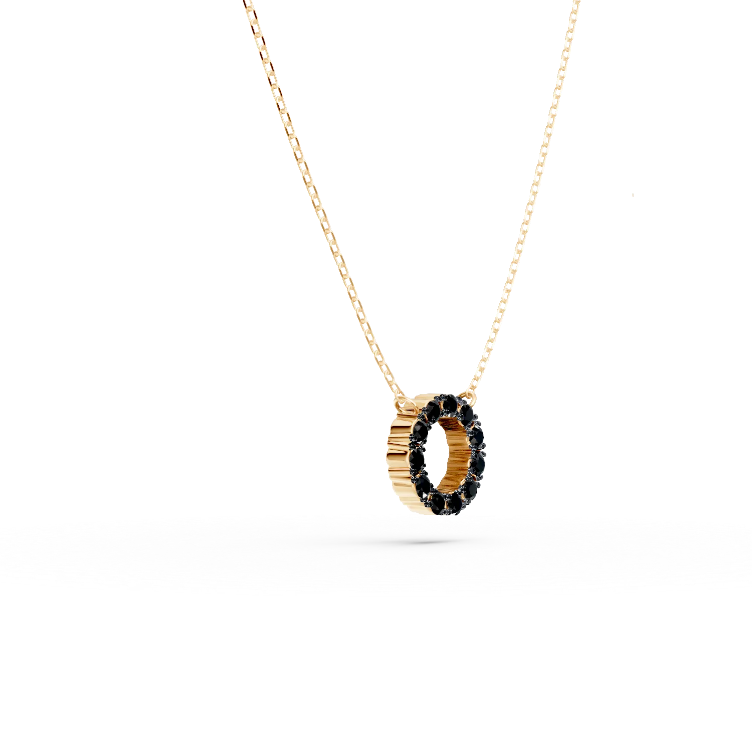 Naszyjnik z żółtego złota z wisiorkiem z czarnymi diamentami o masie 0.1ct