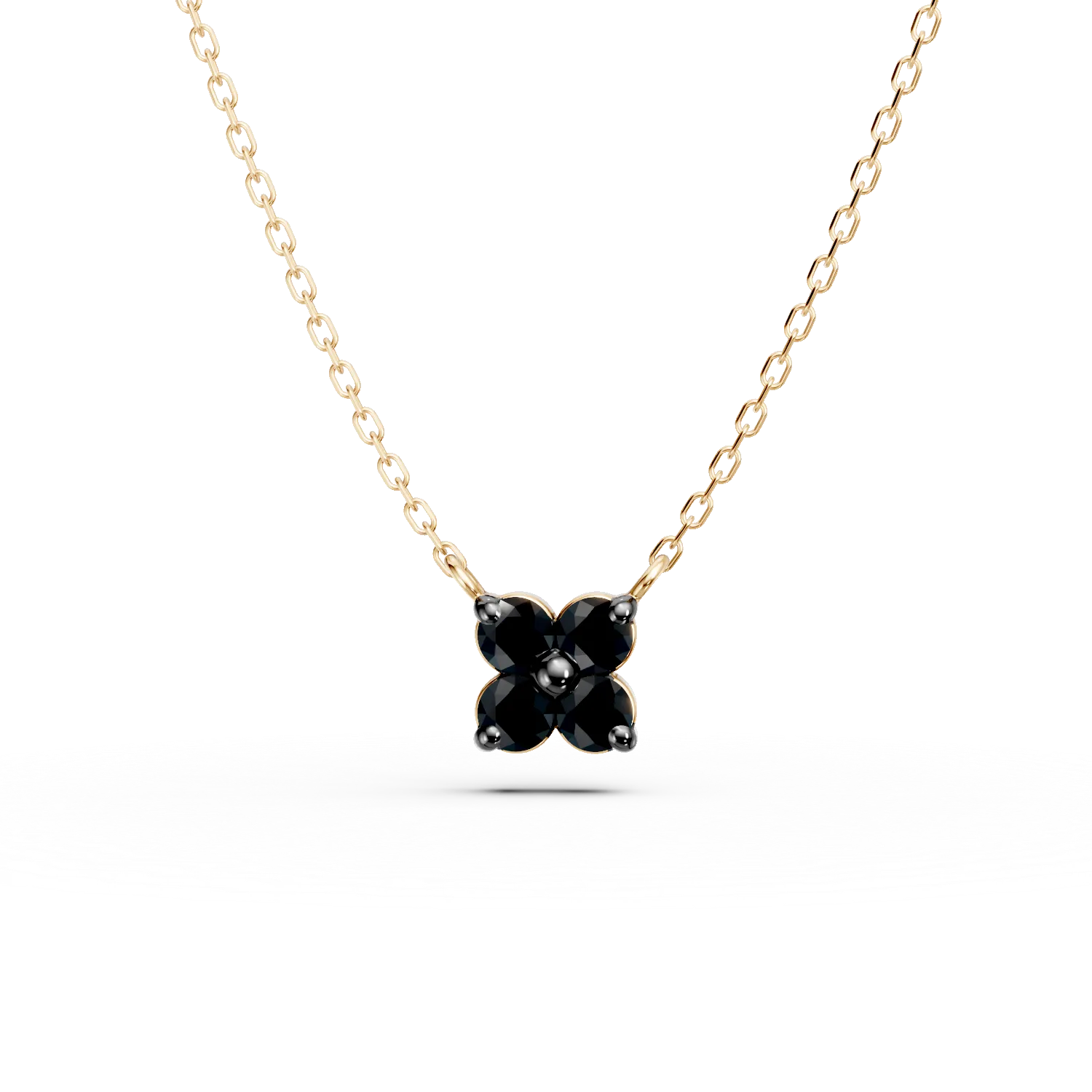 Lant cu pandantiv din aur galben cu diamante negre de 0.09ct