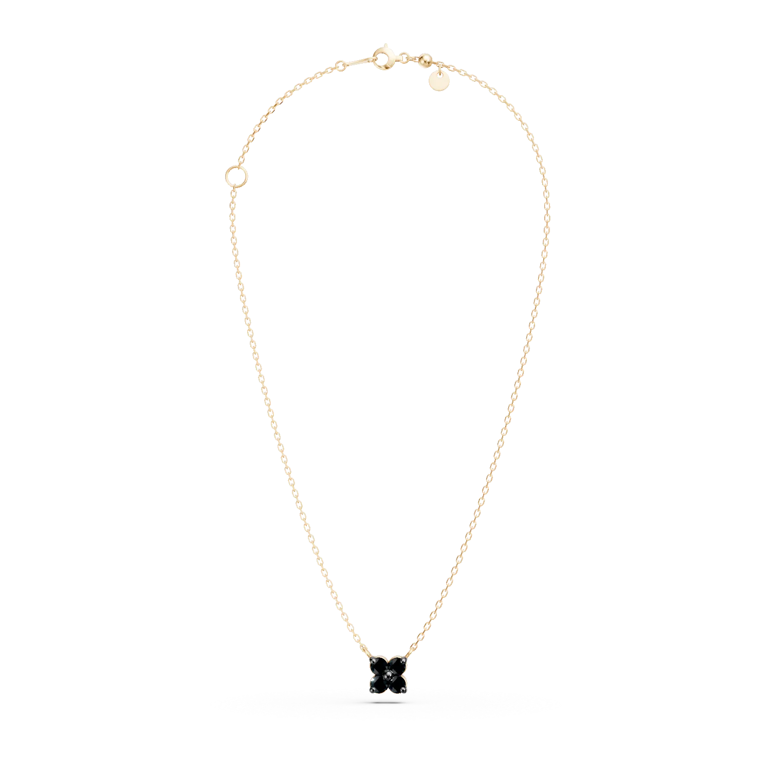 Naszyjnik z żółtego złota z wisiorkiem w kształcie serca z 0.09ct czarnymi diamentami