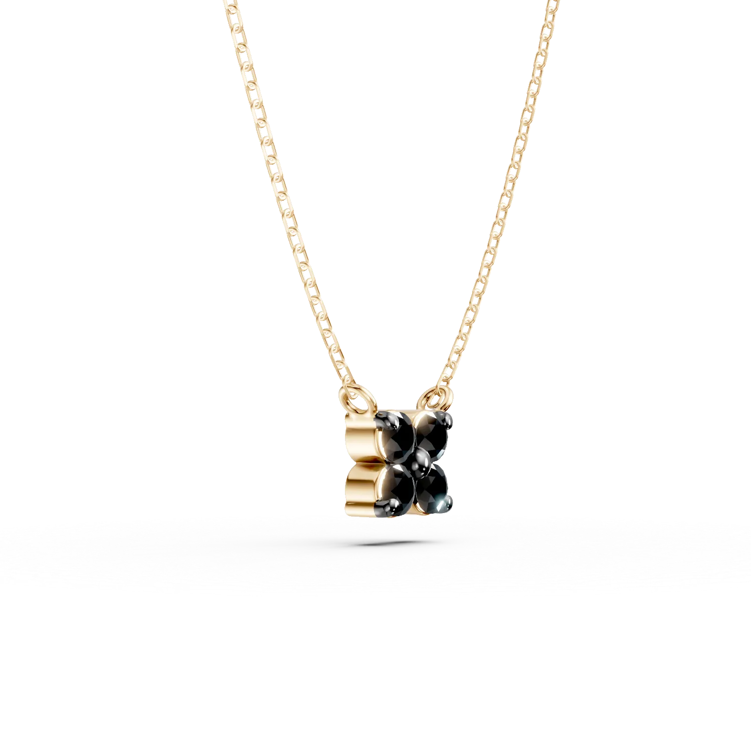 Naszyjnik z żółtego złota z wisiorkiem w kształcie serca z 0.09ct czarnymi diamentami
