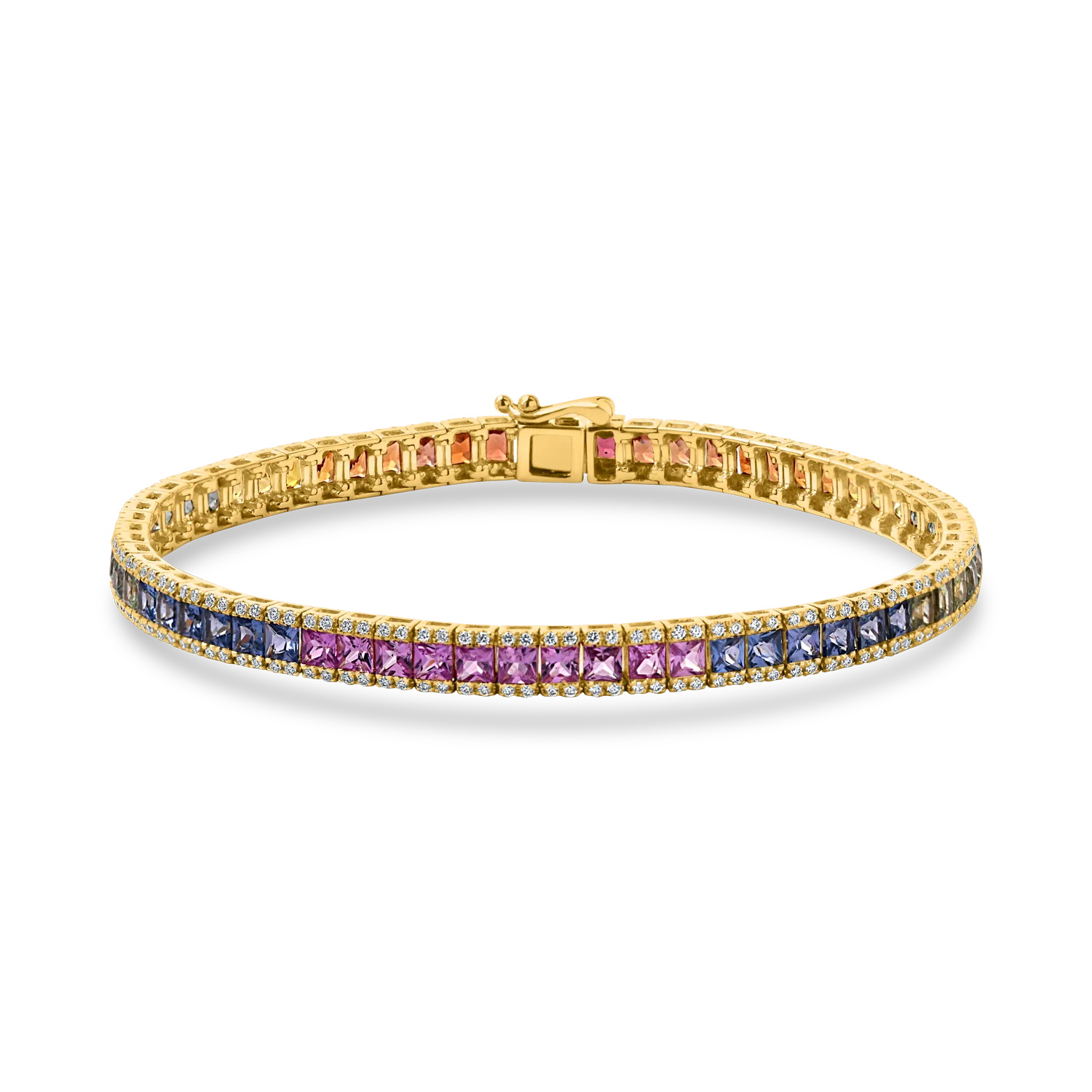 Bratara tennis din aur galben cu safire de 8.8ct si diamante de 1.1ct-189013
