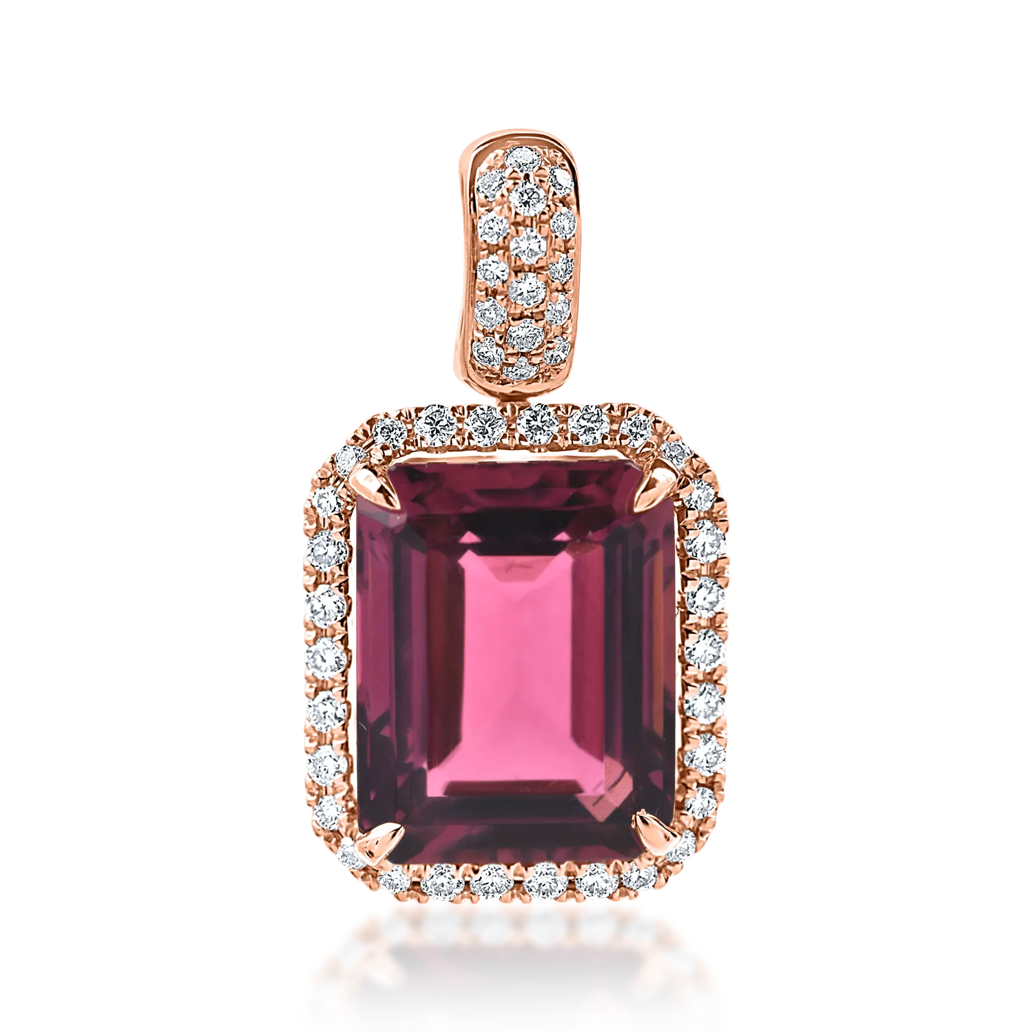 Wisiorek geometryczny z różowego złota z 3.2ct różowym turmalinem i 0.2ct diamentami-189045