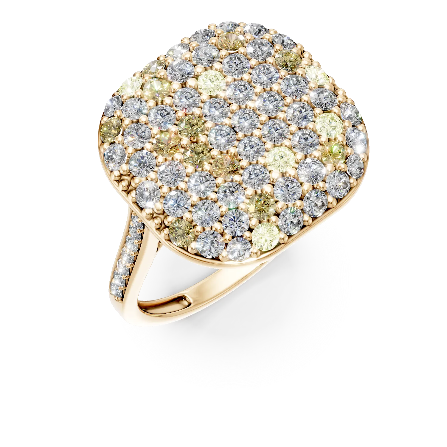 Inel din aur galben cu diamante microsetting de 2.01ct