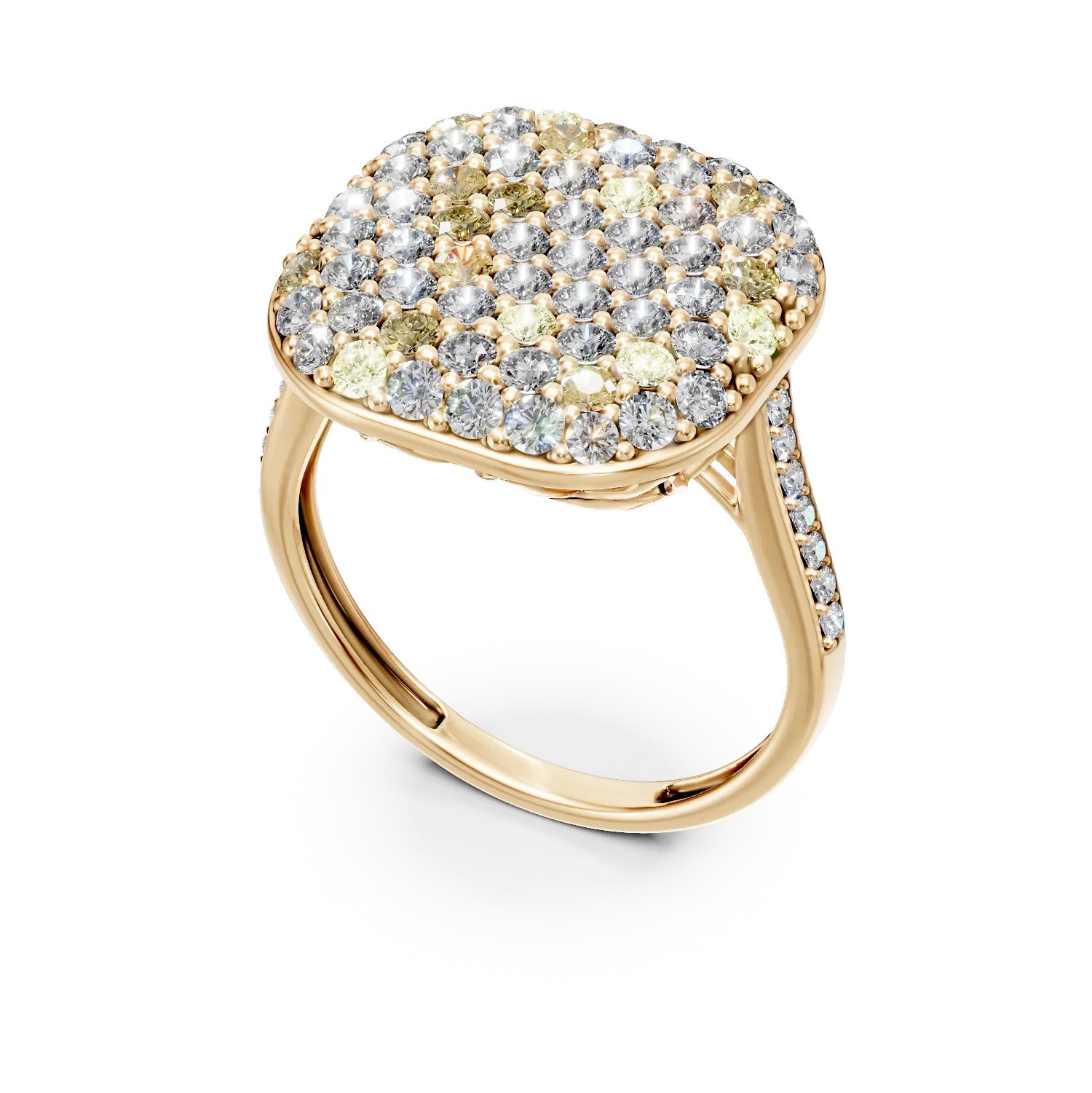 Inel din aur galben cu diamante microsetting de 2.01ct - imagine 2