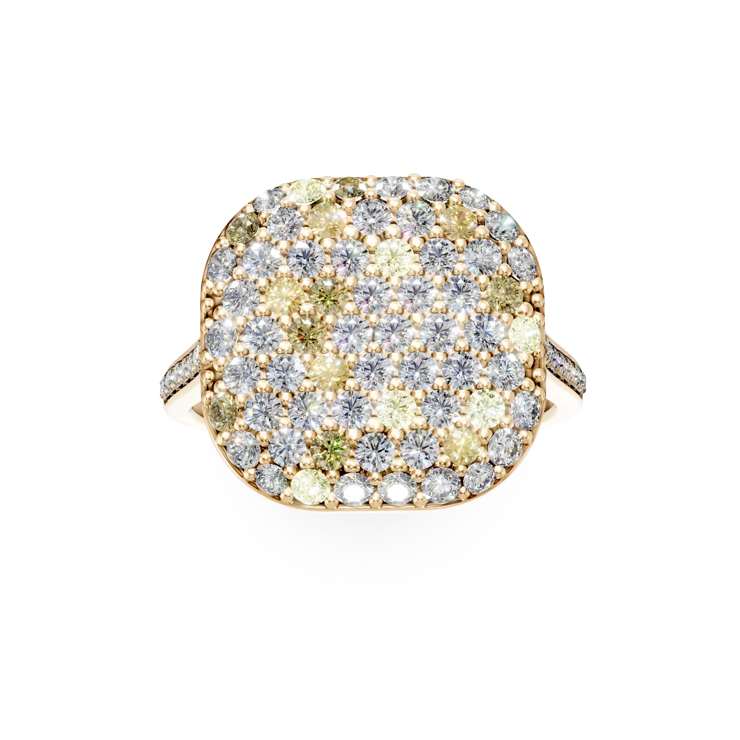 Inel din aur galben cu diamante microsetting de 2.01ct - imagine 3