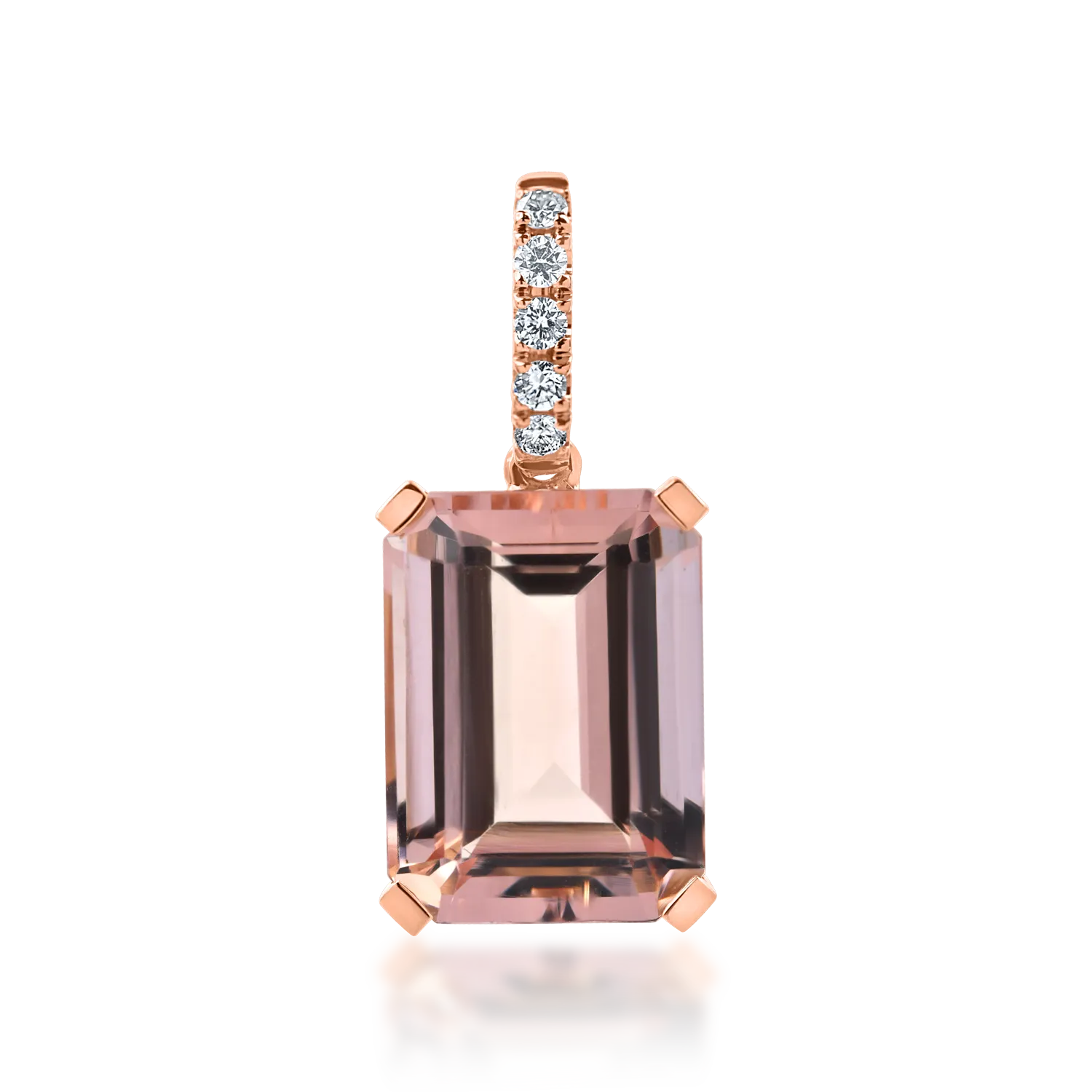 Pandantiv geometric din aur roz cu morganit de 6.7ct si diamante de 0.1ct