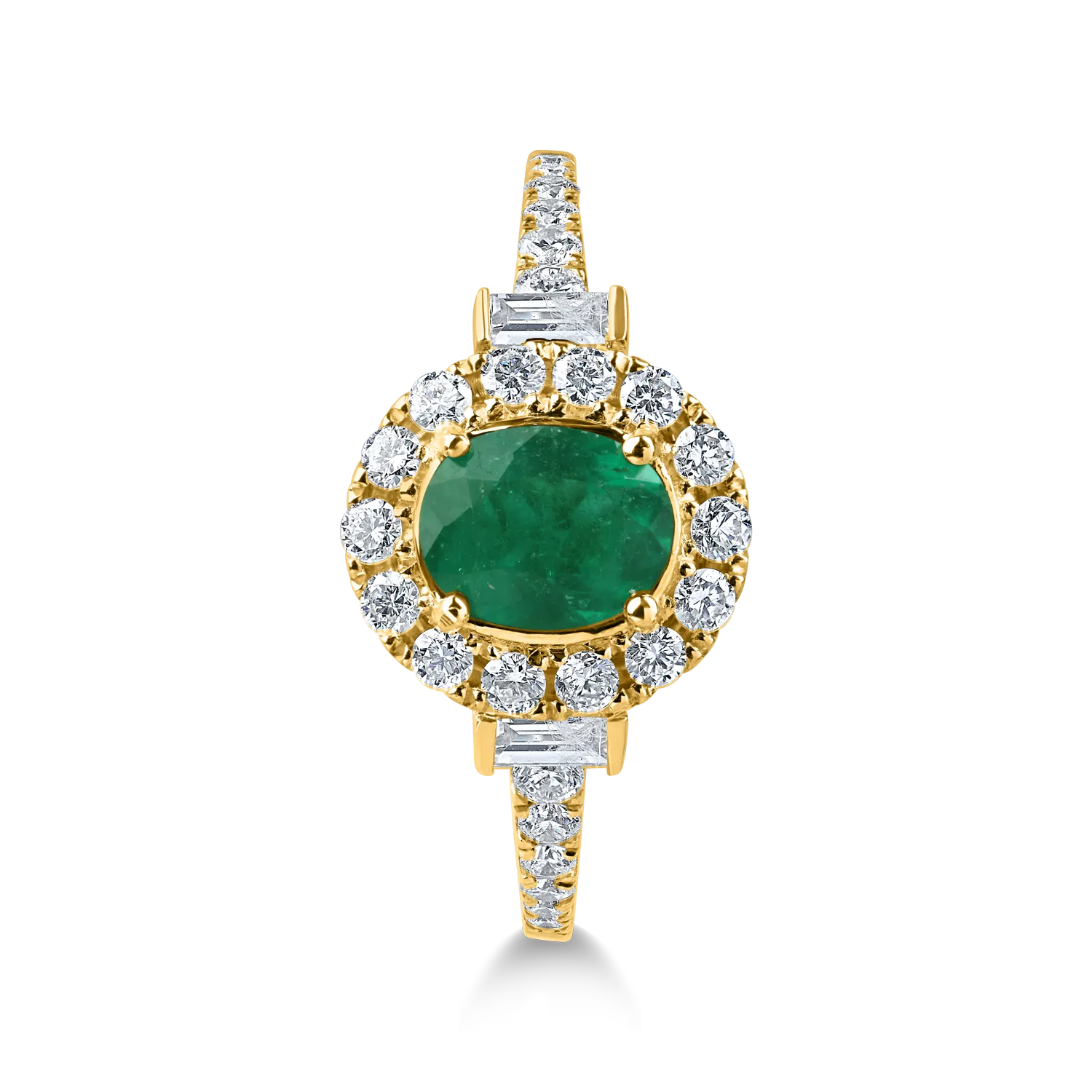 Inel din aur galben cu un smarald de 0.58ct si diamante de 0.48ct