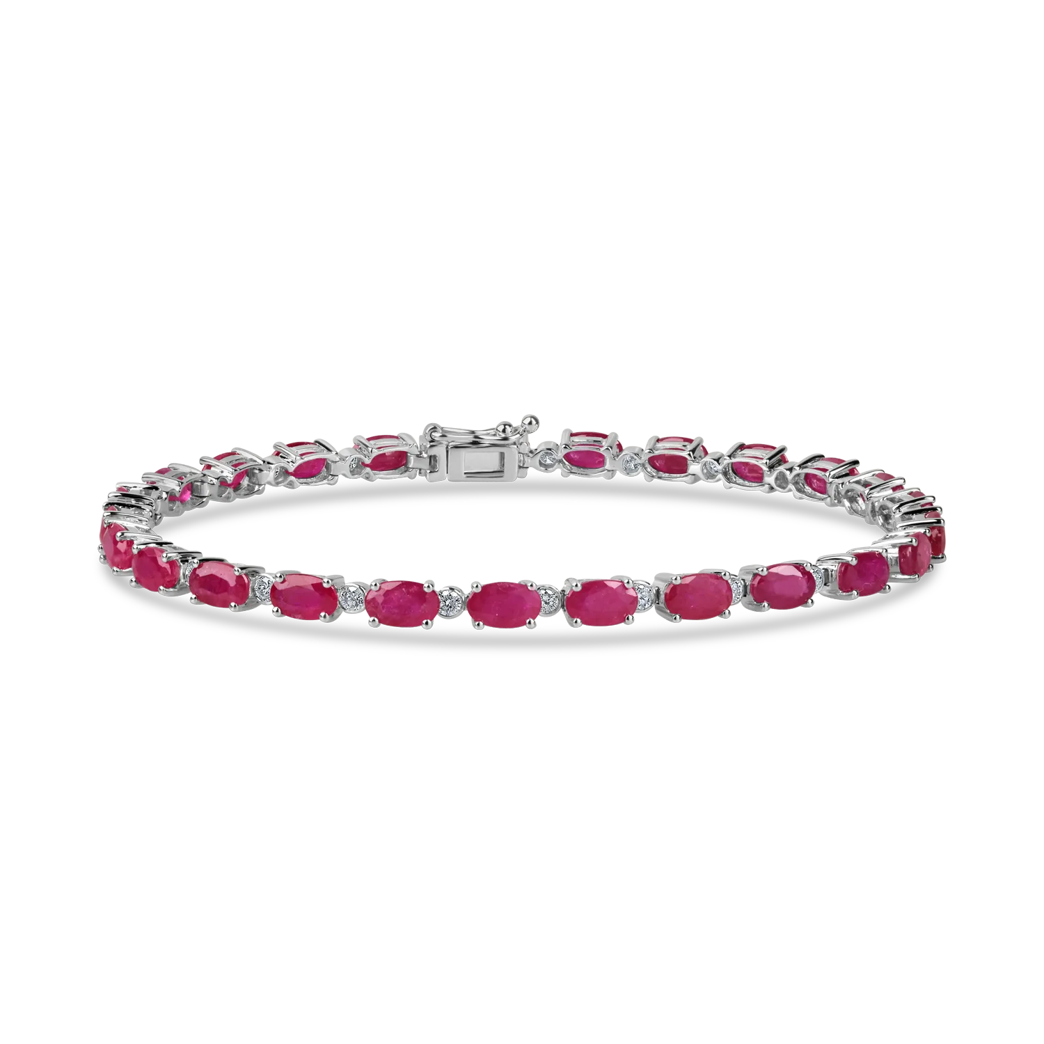 Bratara tennis din aur alb cu rubine si diamante de 8.3ct