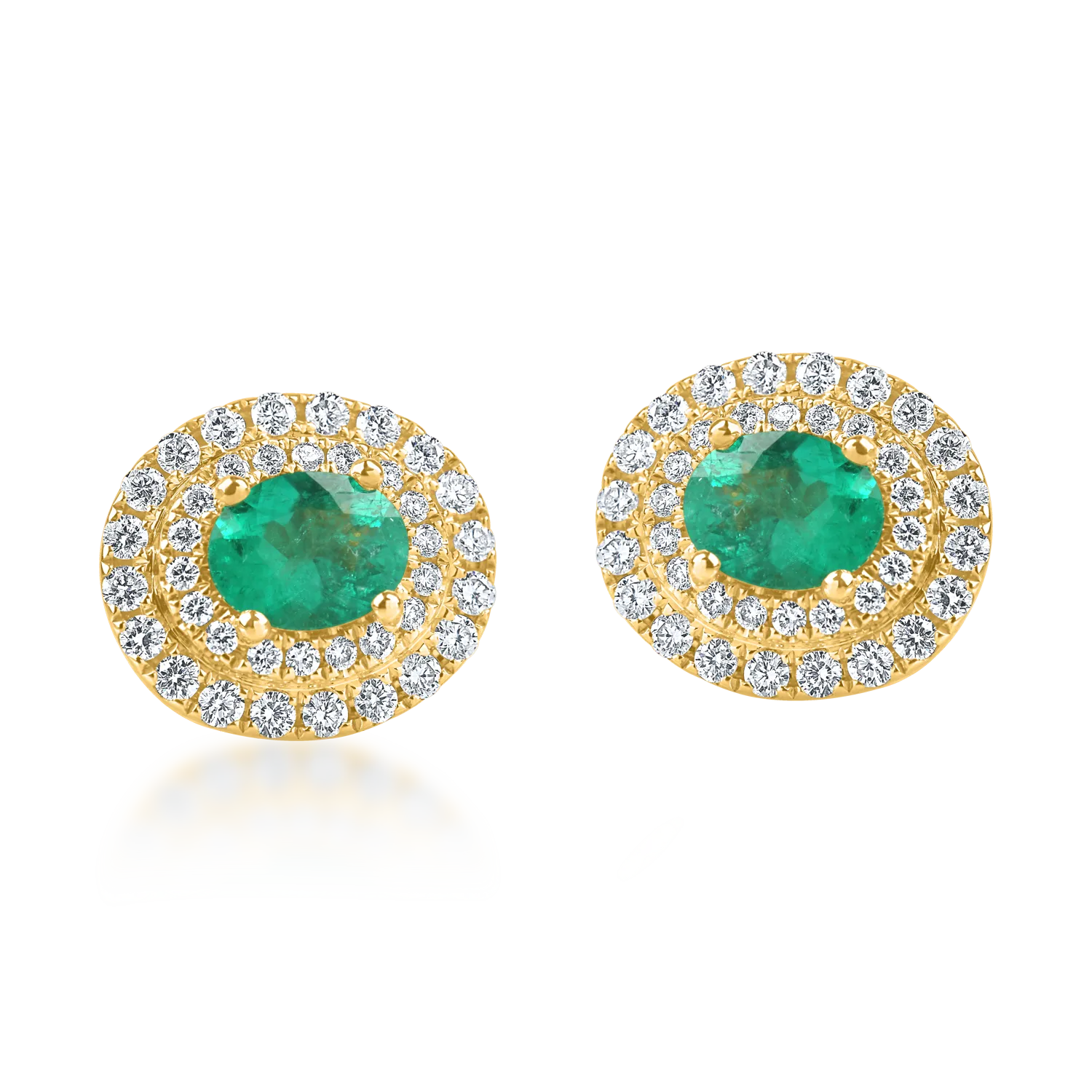 Cercei clasici din aur galben cu smaralde si diamante de 1.1ct-189170