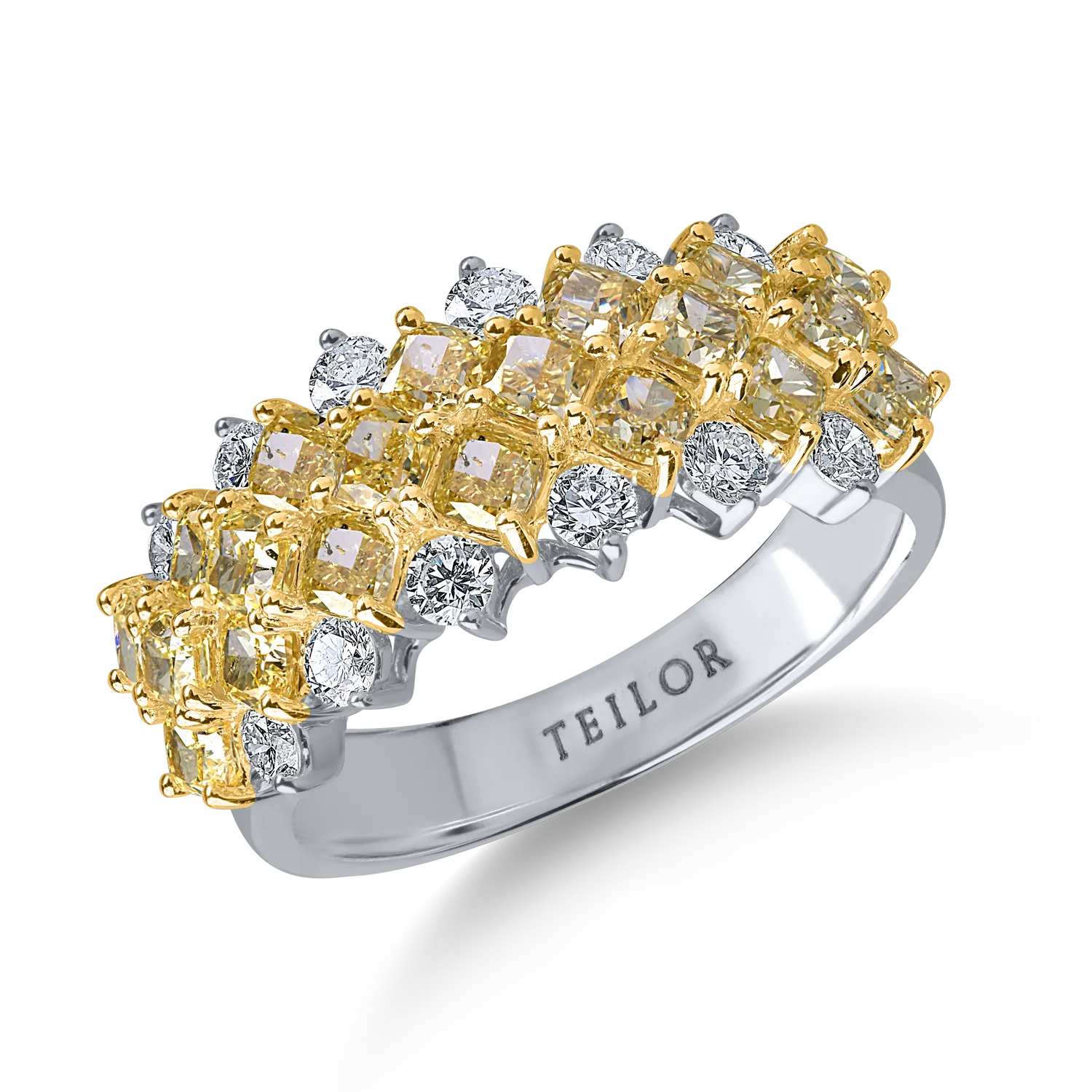 Fehér-sárga arany gyűrű 2.9 ct sárga és áttetsző gyémánttal-189300