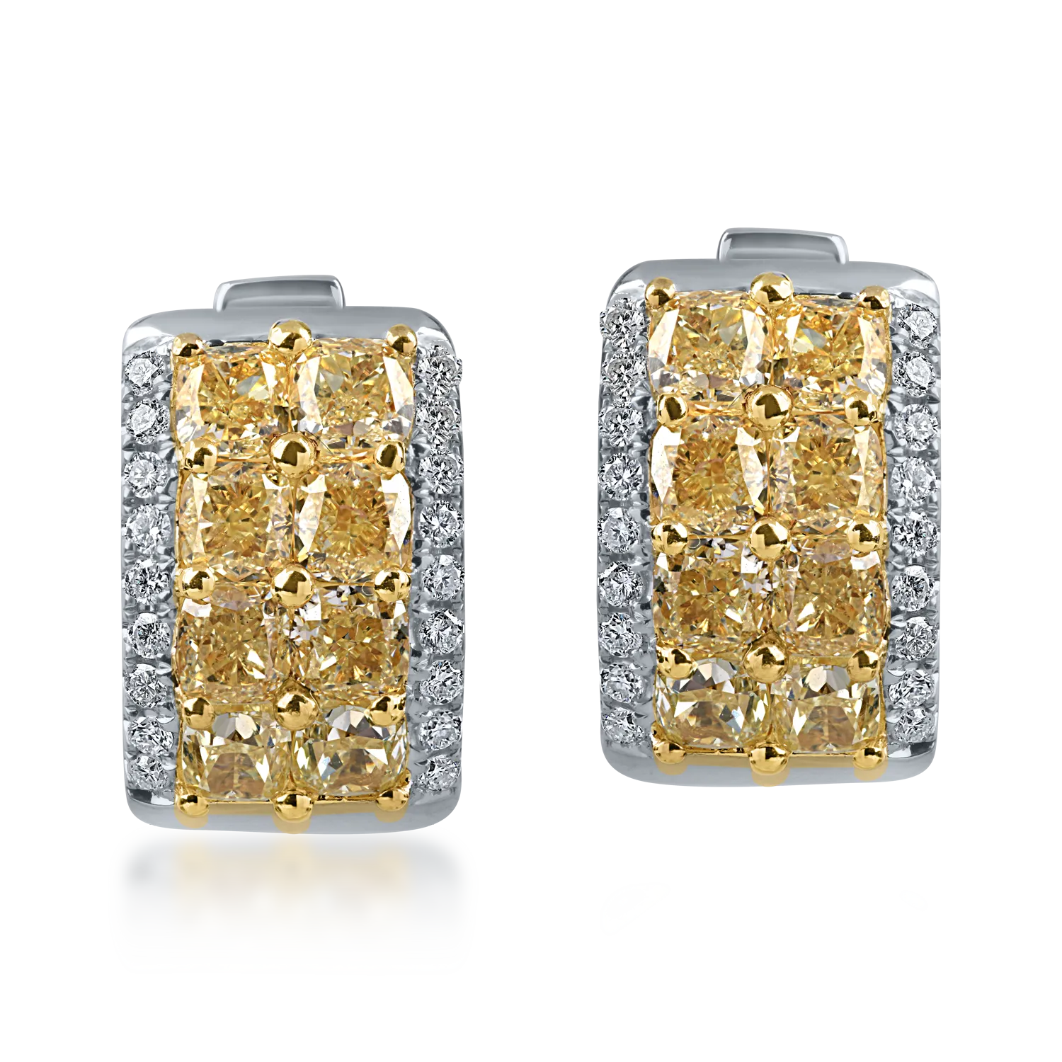 Cercei din aur alb cu diamante galbene si incolore de 3.5ct - 1 | YEO