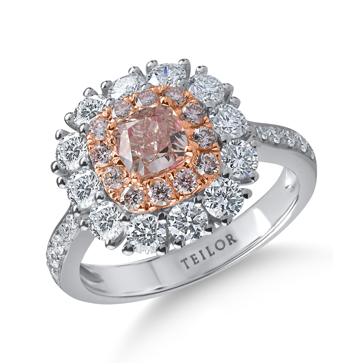 Inel din aur alb-roz cu diamante roz si incolore de 2.2ct-189418