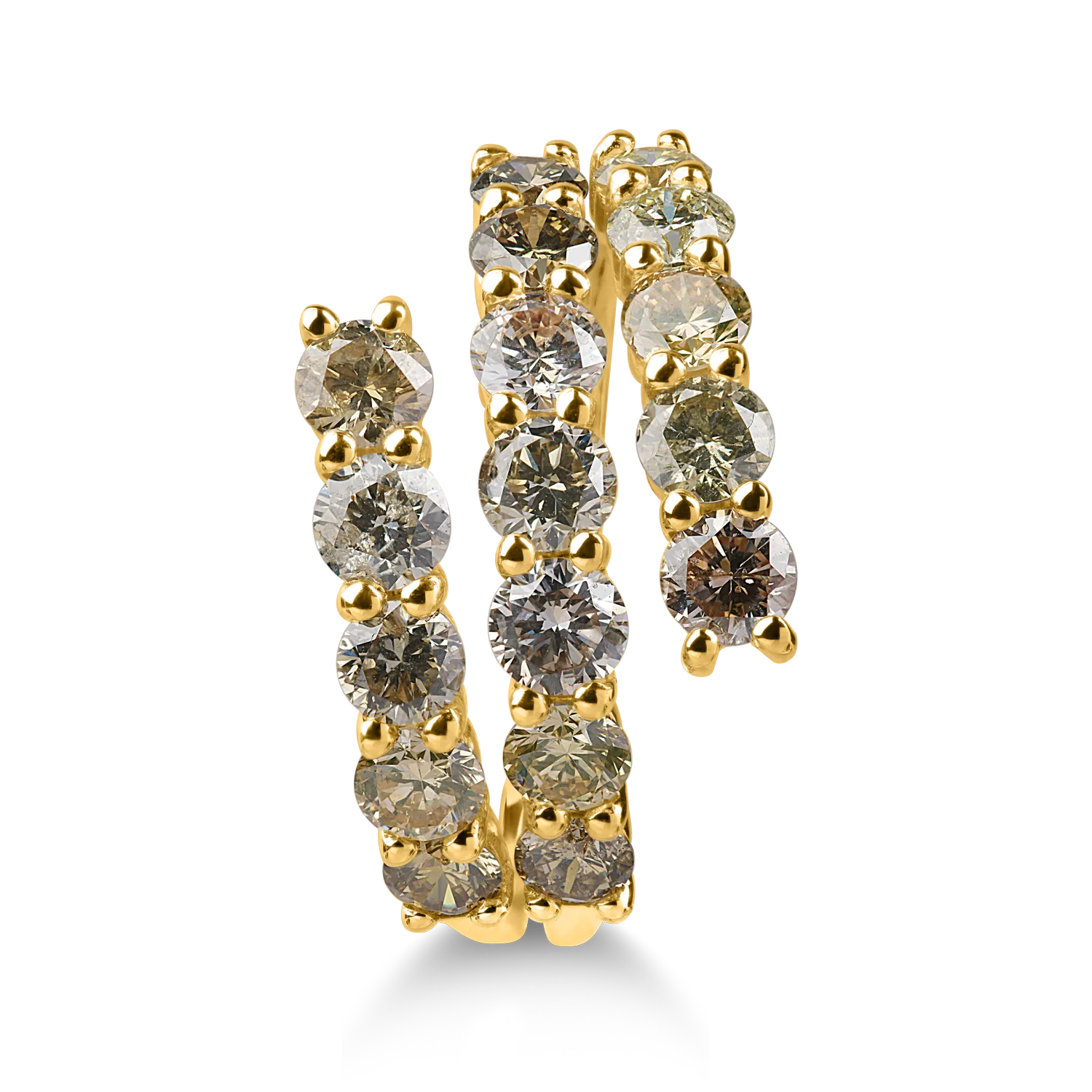 Inel deschis din aur galben cu diamante multicolore de 2.6ct