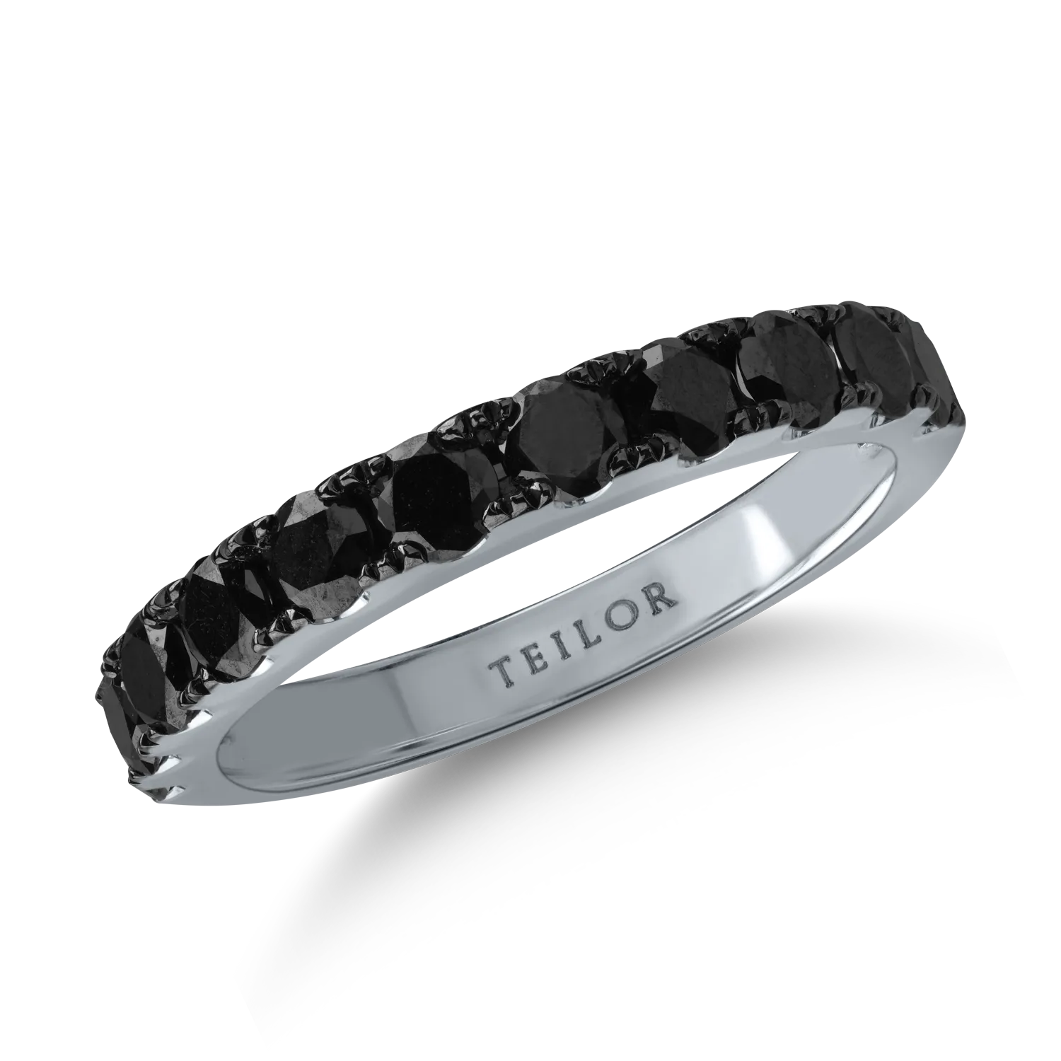 Пръстен половин вечност от бяло злато с черни диаманти 0.89кт-189468