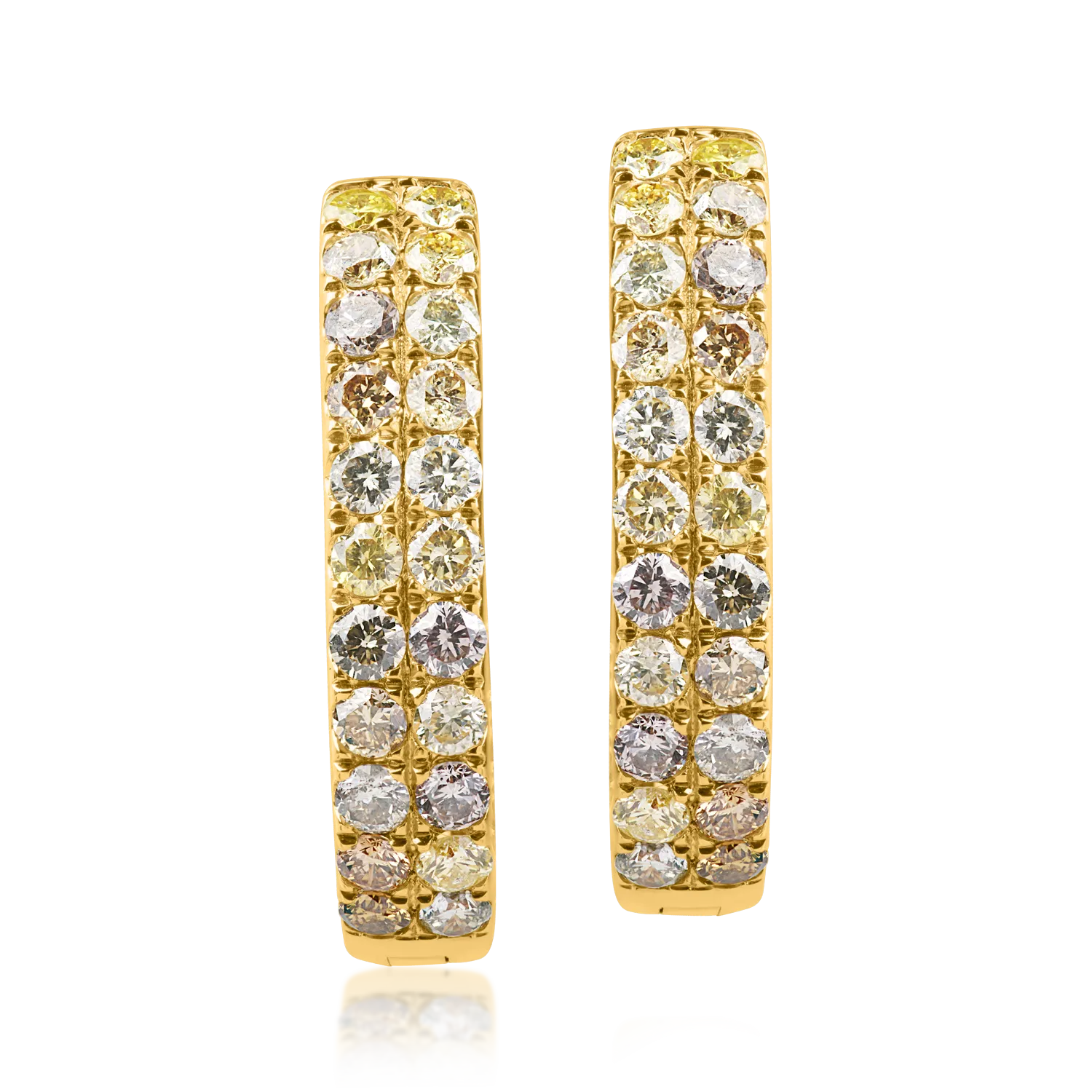 Cercei minimalisti din aur galben cu diamante multicolore de 1.9ct - 1 | YEO