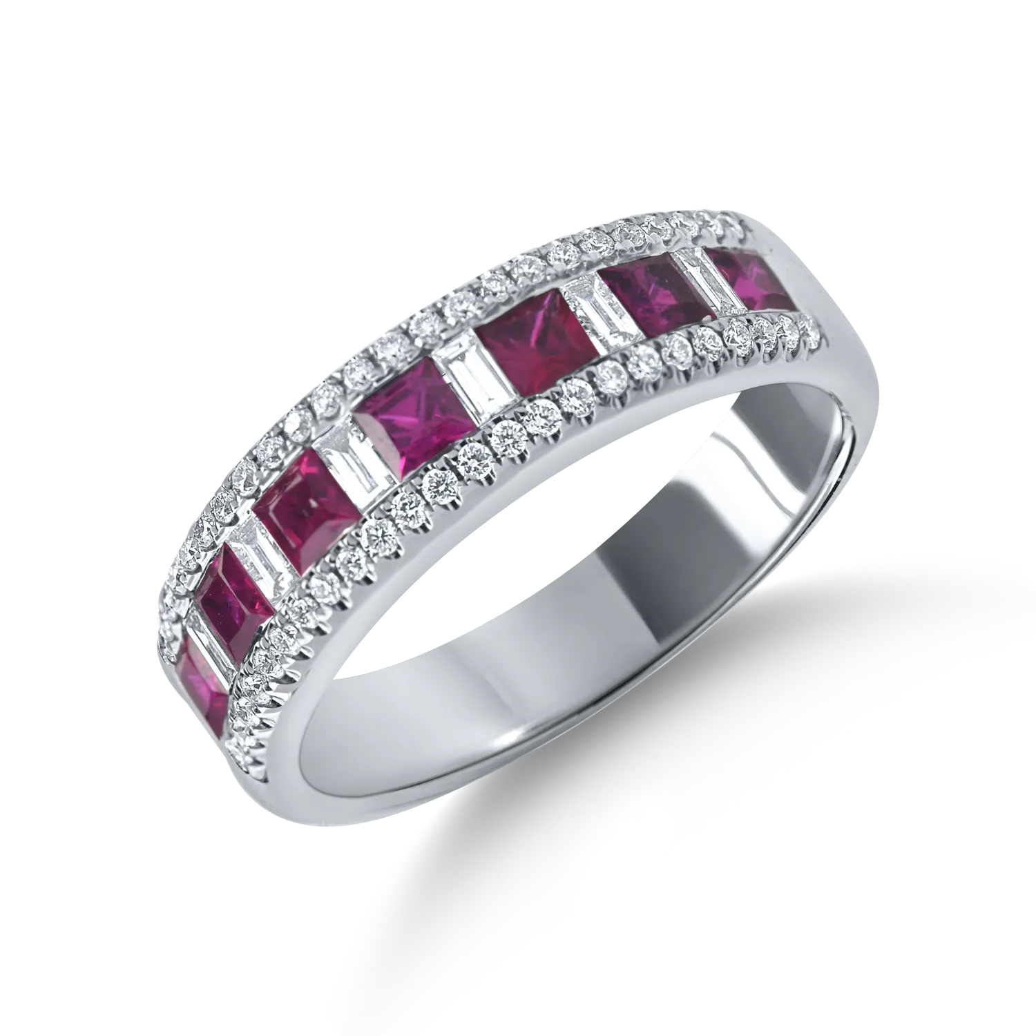 Inel semi-eternity din aur alb cu rubine si diamante de 0.9ct-189513